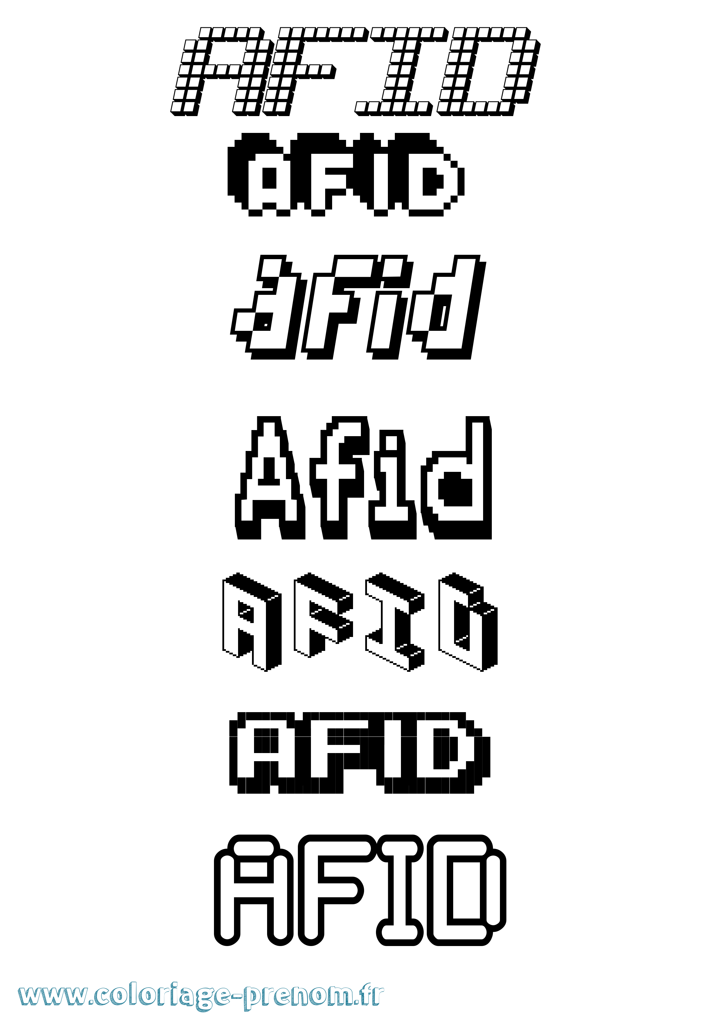 Coloriage prénom Afid Pixel