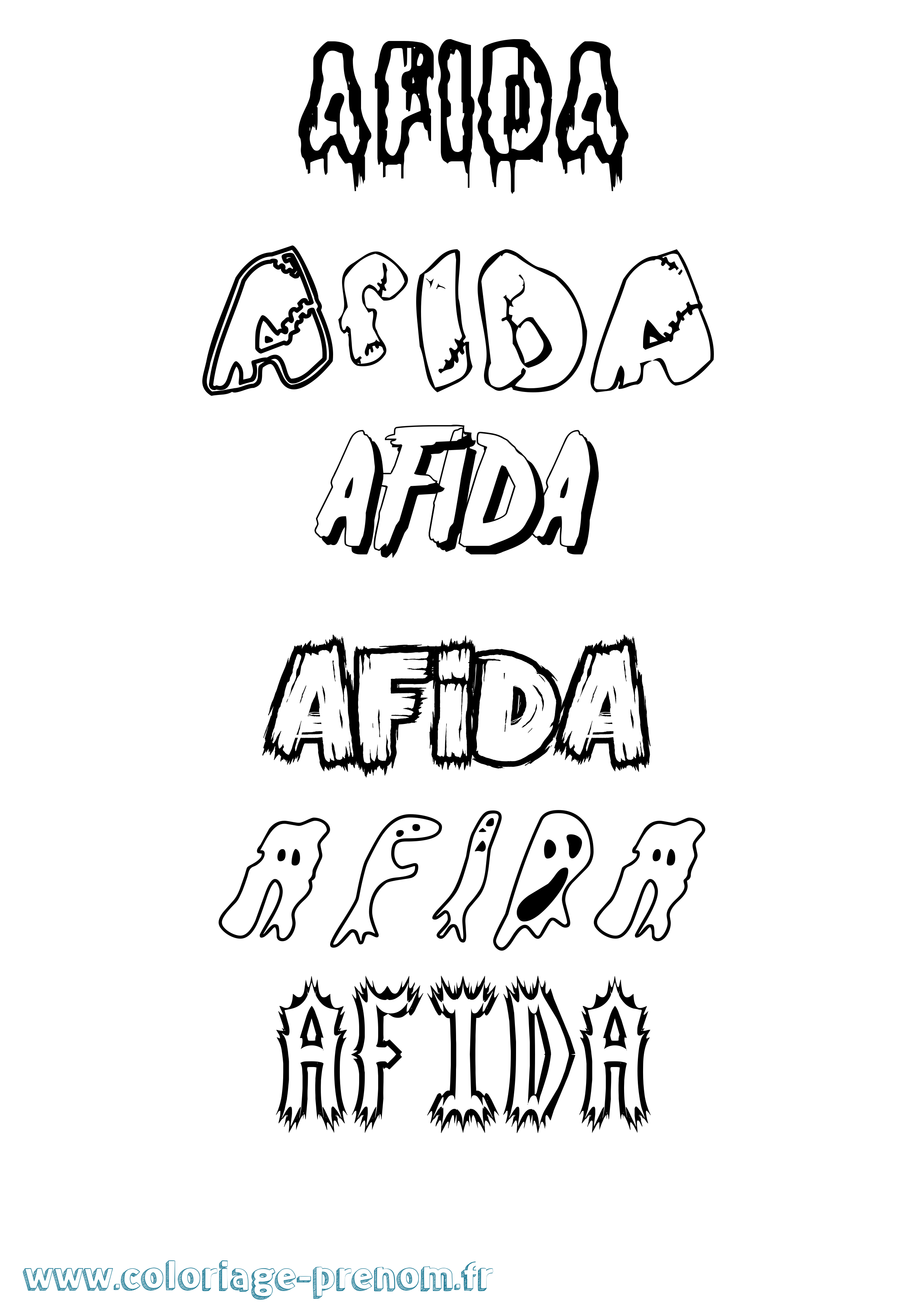 Coloriage prénom Afida Frisson