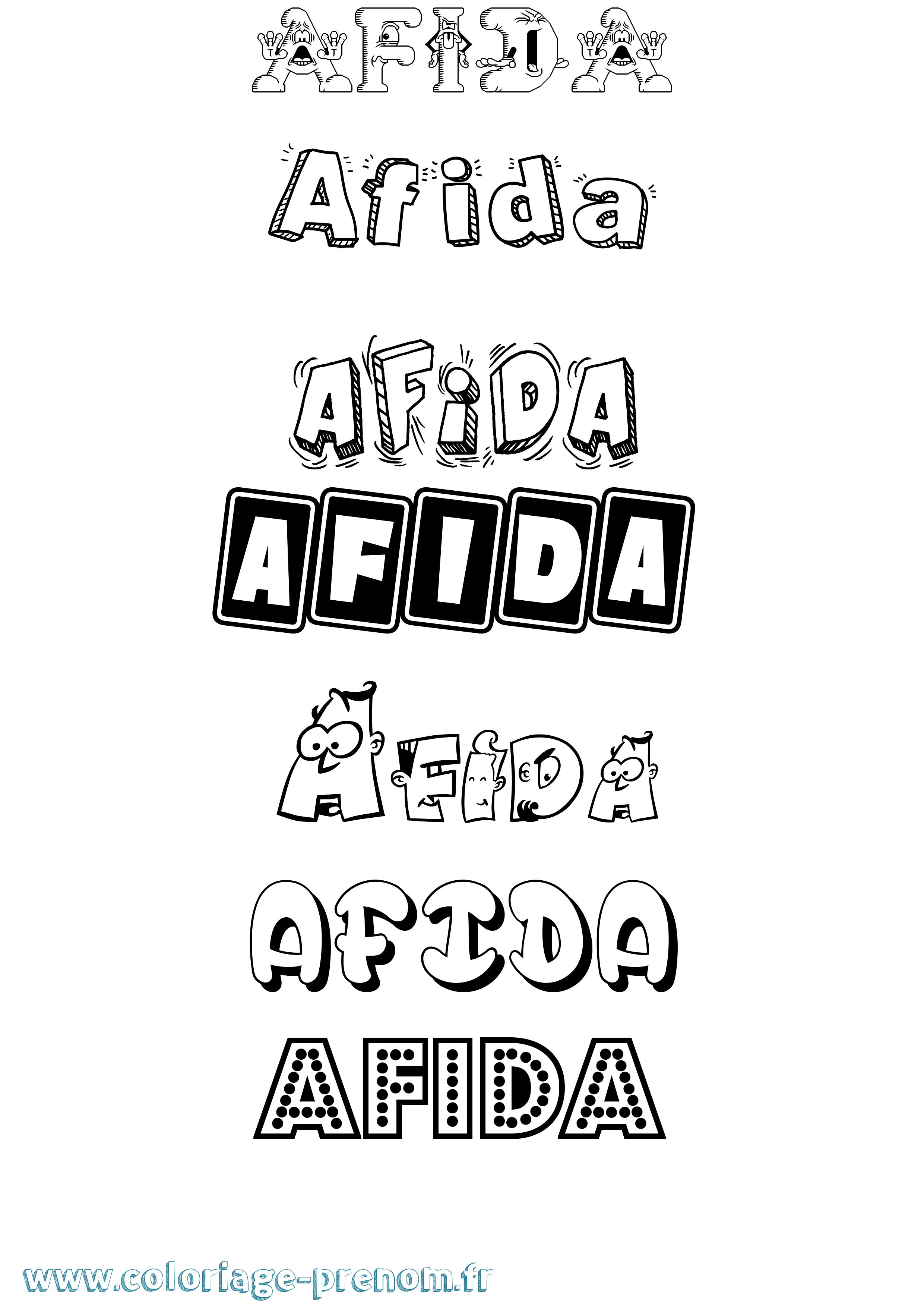 Coloriage prénom Afida Fun