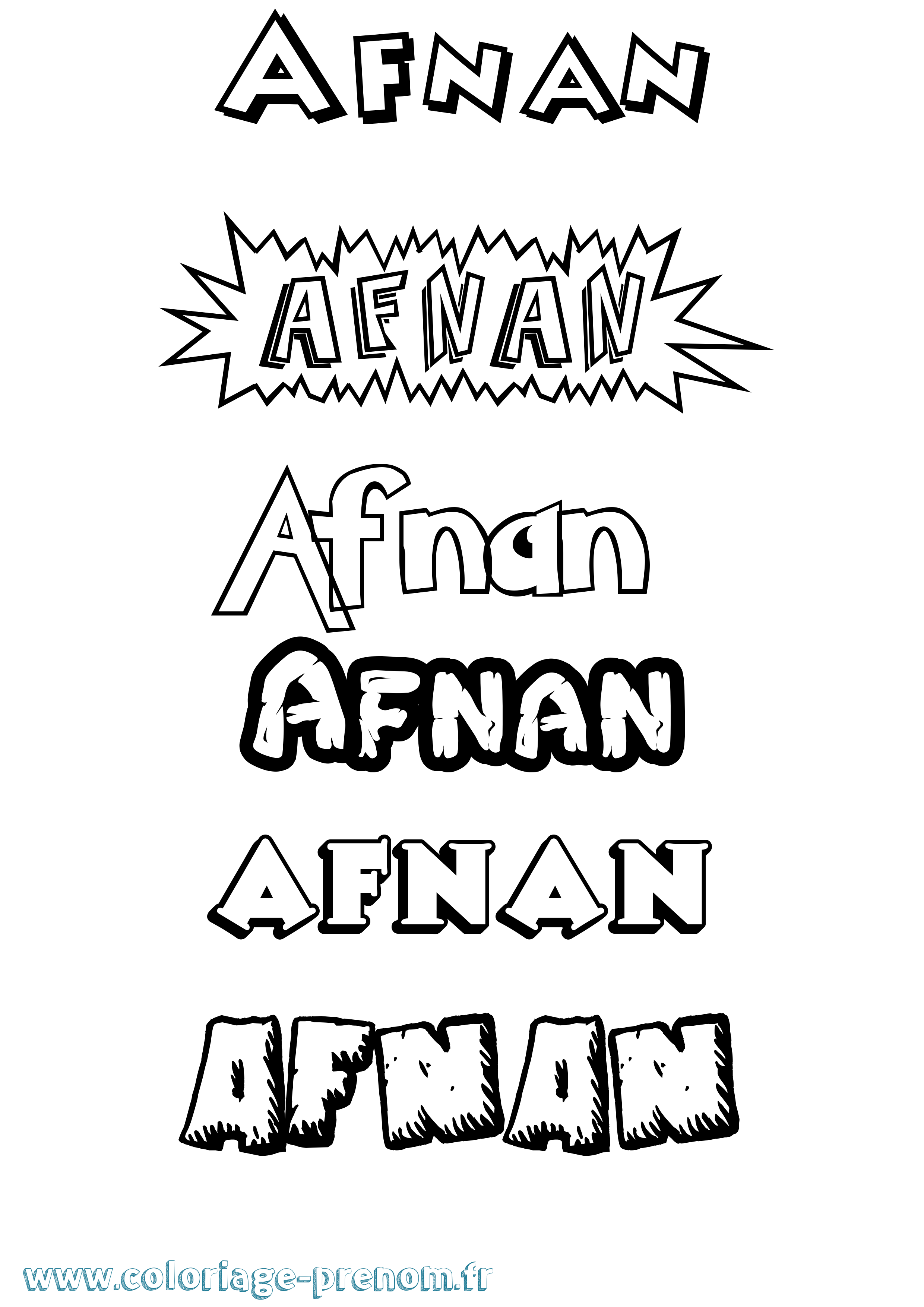 Coloriage prénom Afnan Dessin Animé