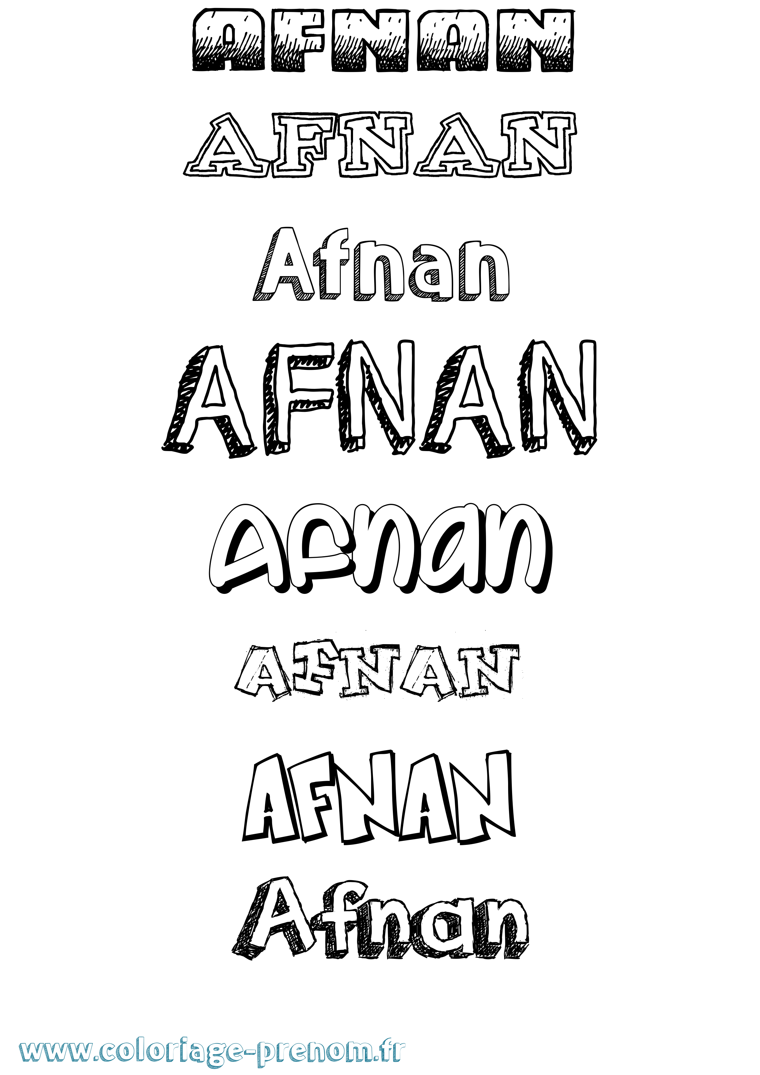 Coloriage prénom Afnan Dessiné