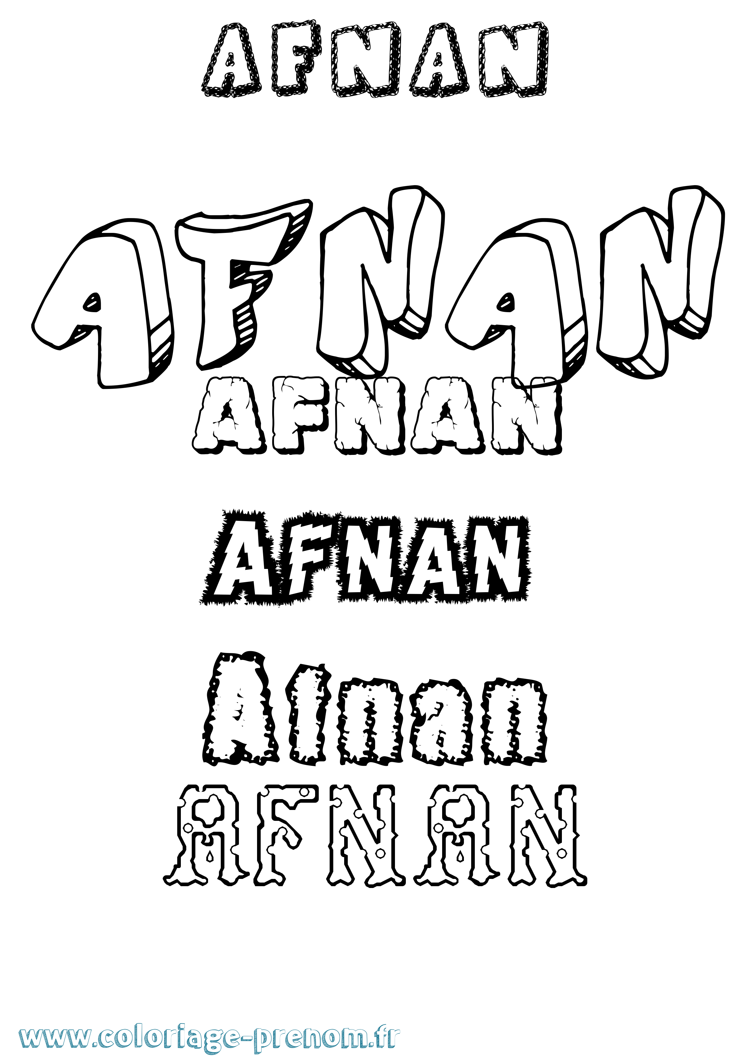 Coloriage prénom Afnan Destructuré