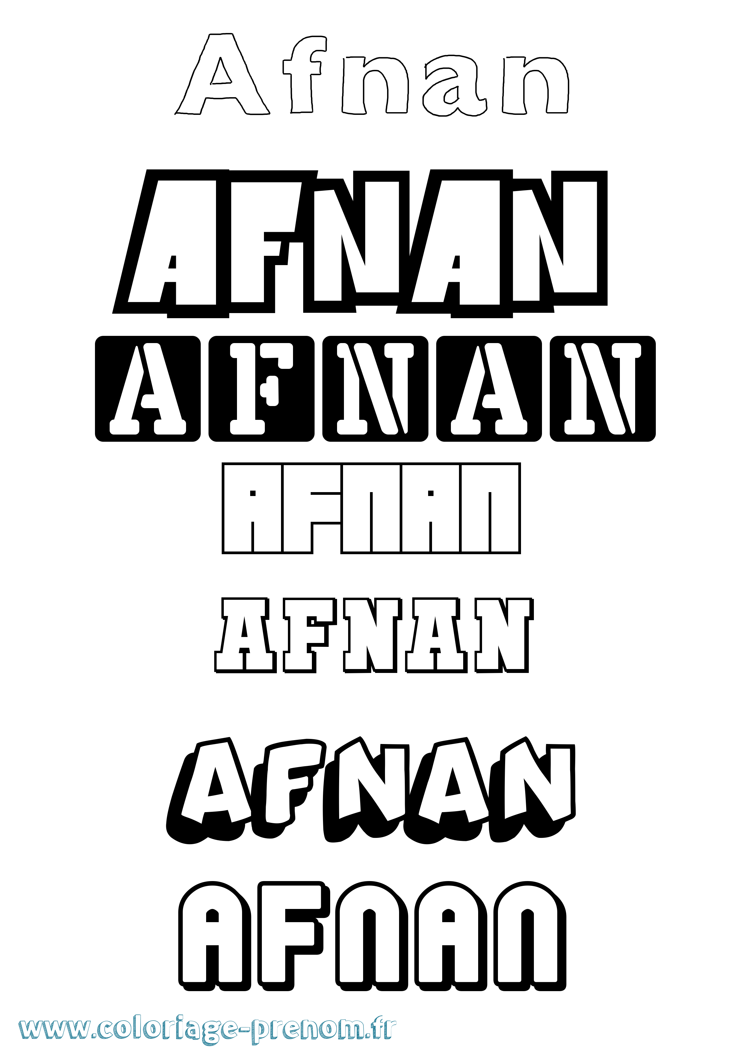 Coloriage prénom Afnan Simple
