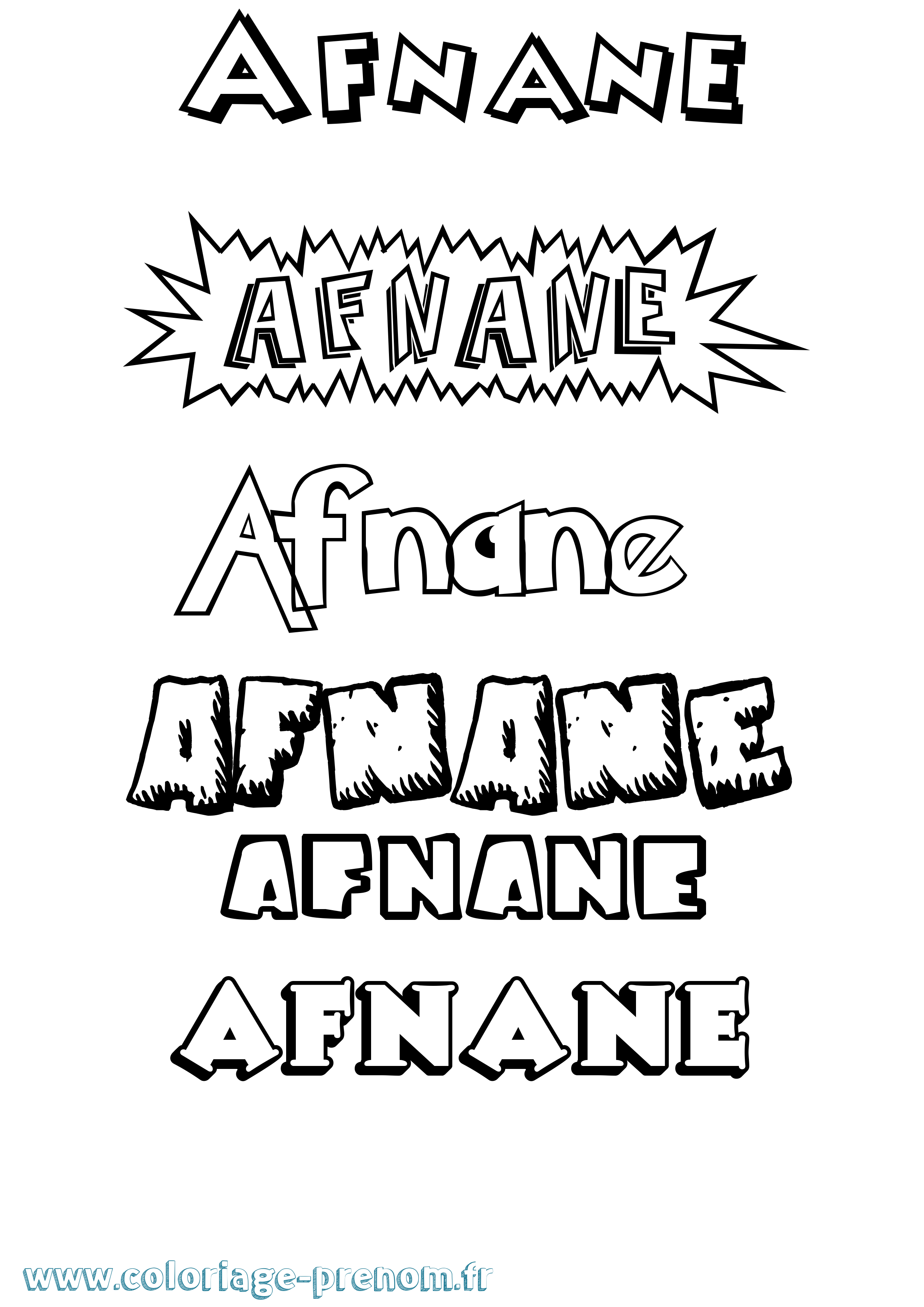 Coloriage prénom Afnane Dessin Animé