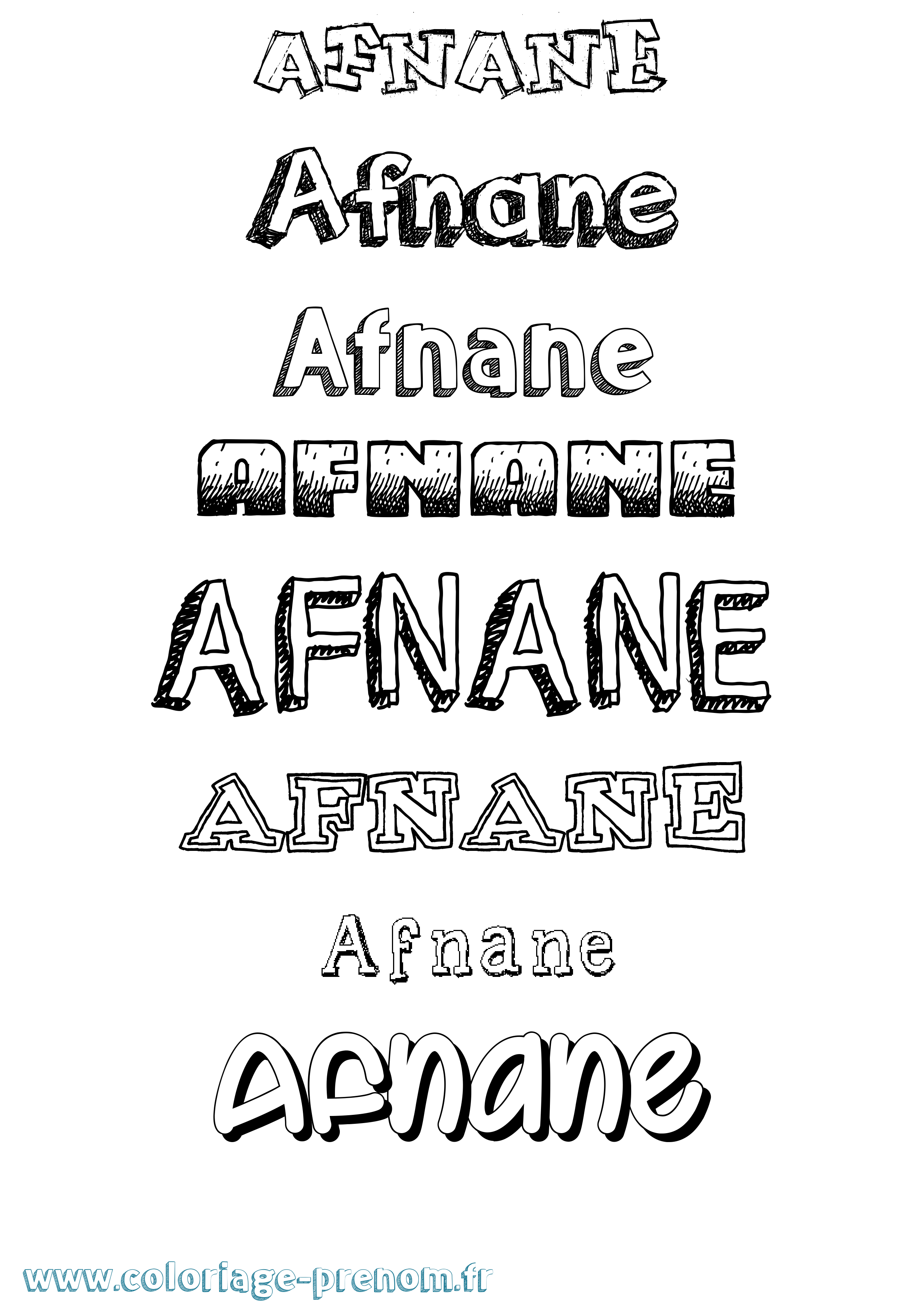 Coloriage prénom Afnane Dessiné