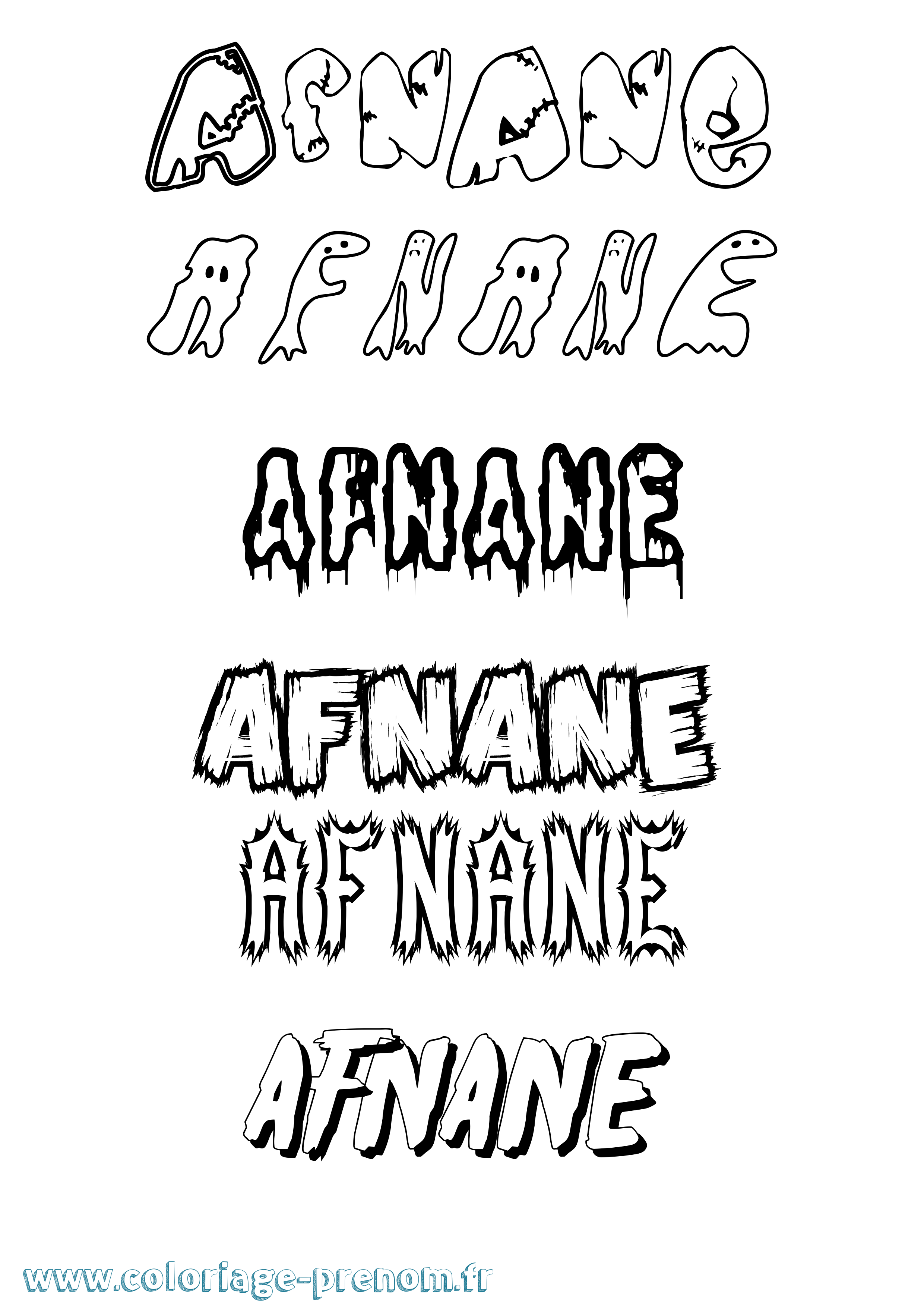 Coloriage prénom Afnane Frisson