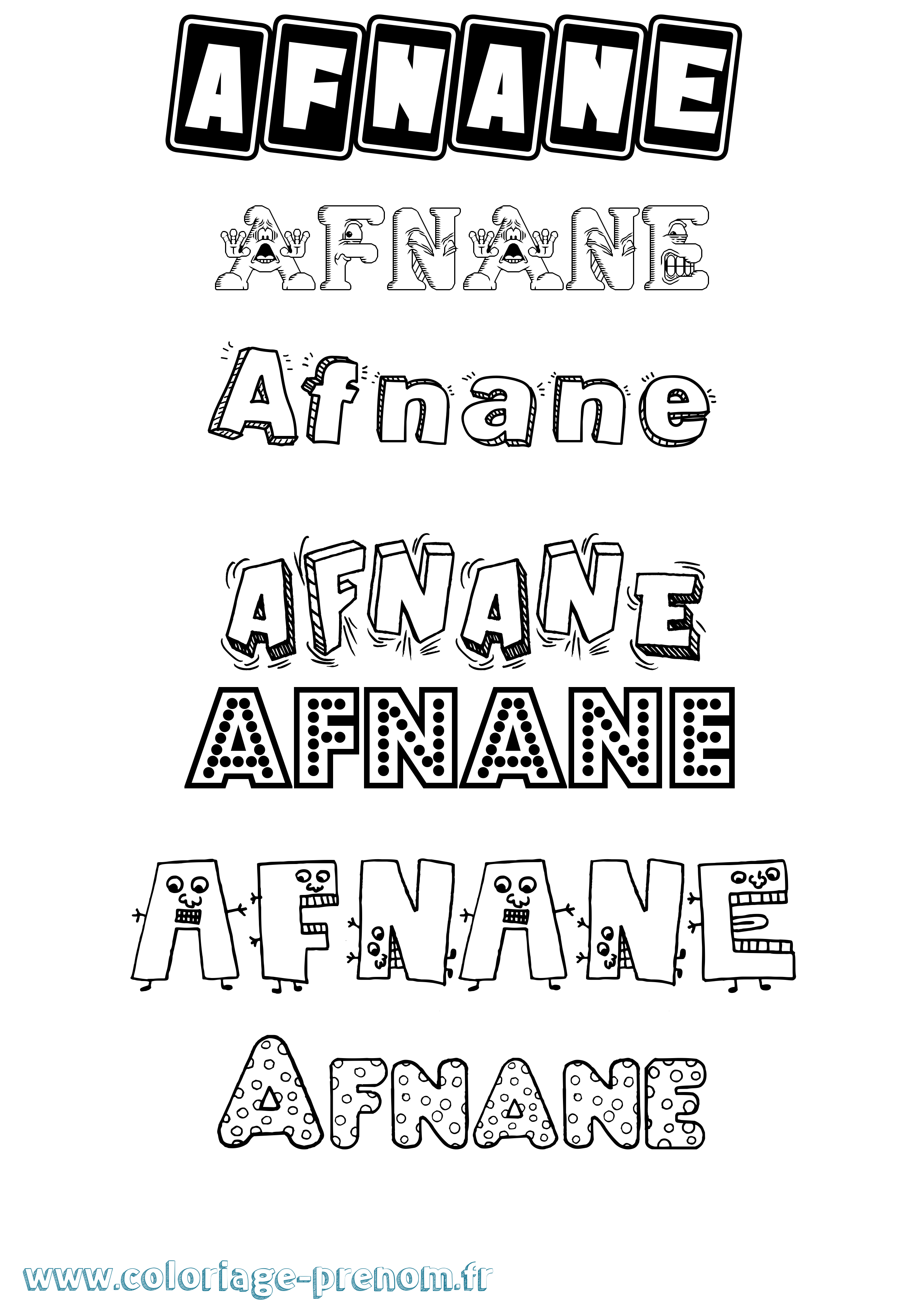 Coloriage prénom Afnane Fun