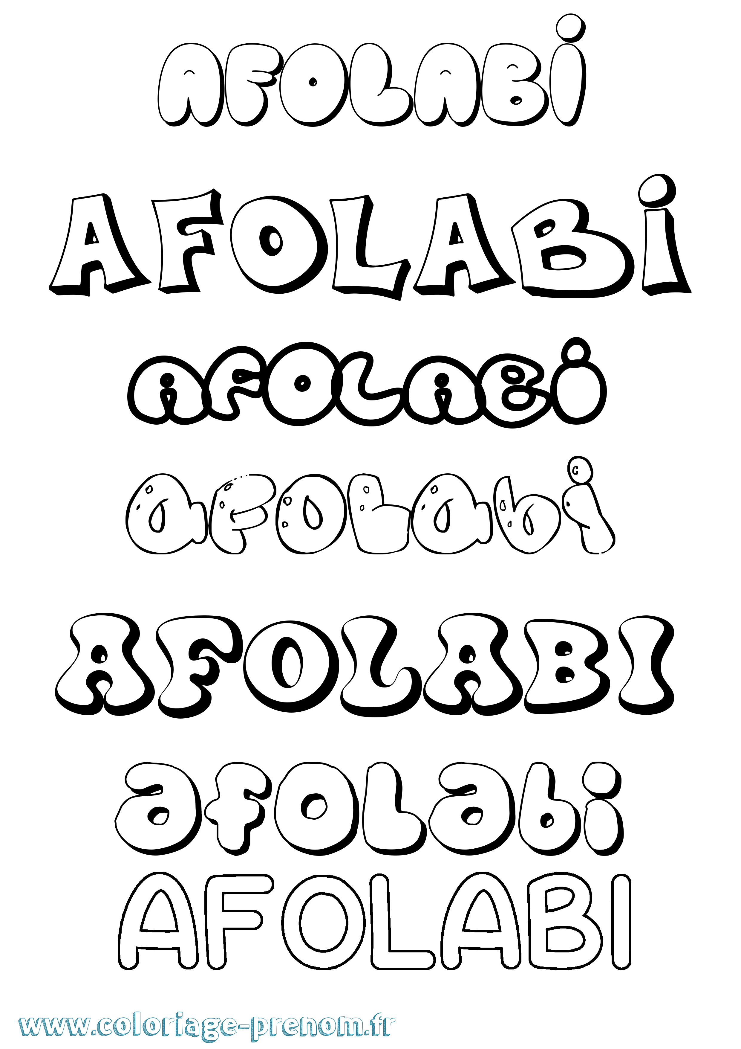 Coloriage prénom Afolabi Bubble