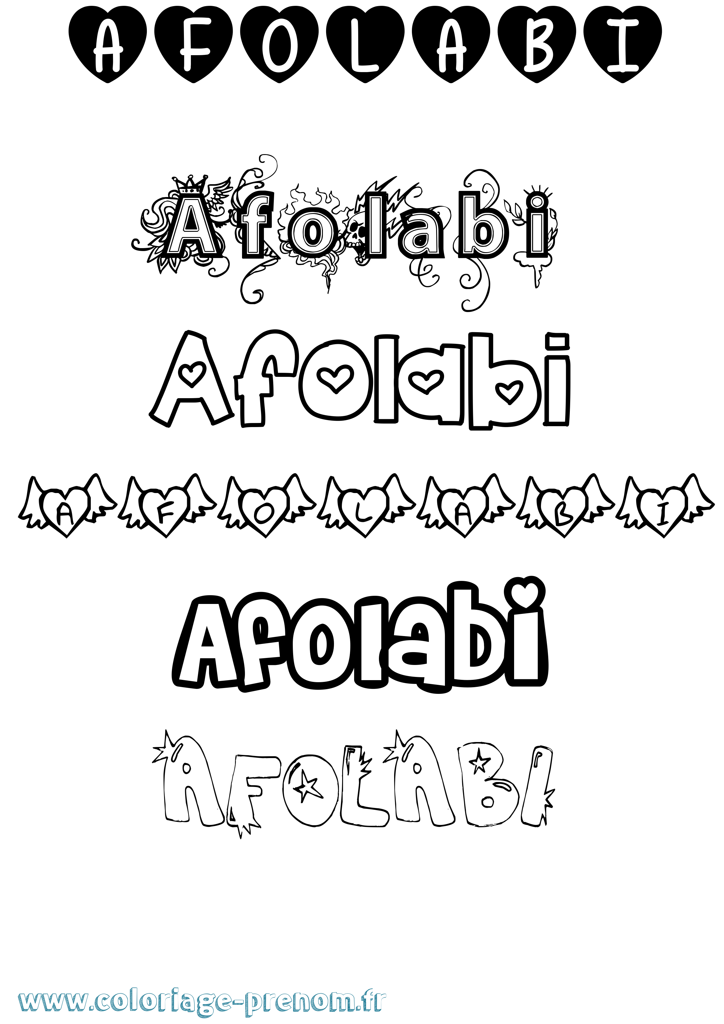 Coloriage prénom Afolabi Girly