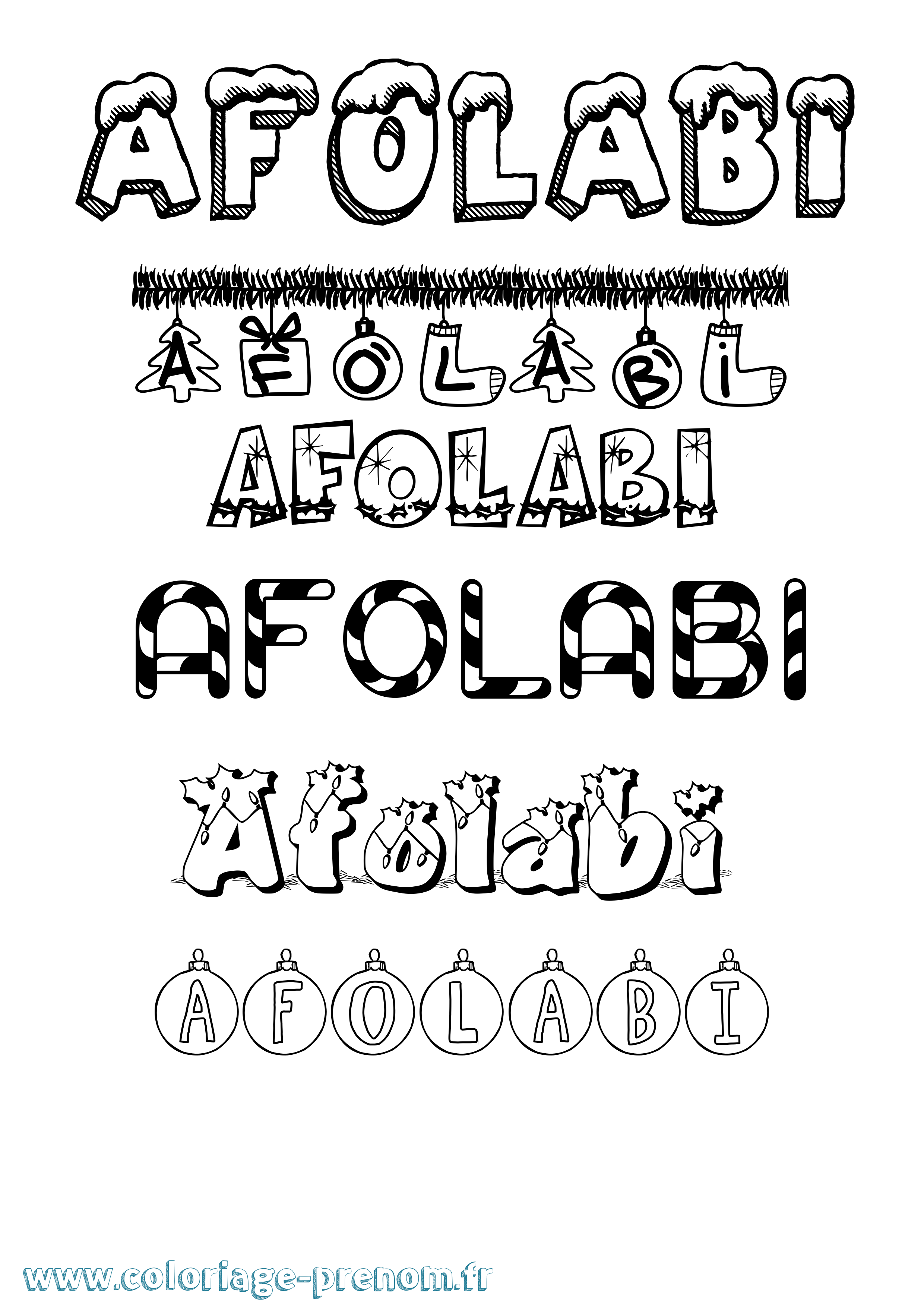Coloriage prénom Afolabi Noël