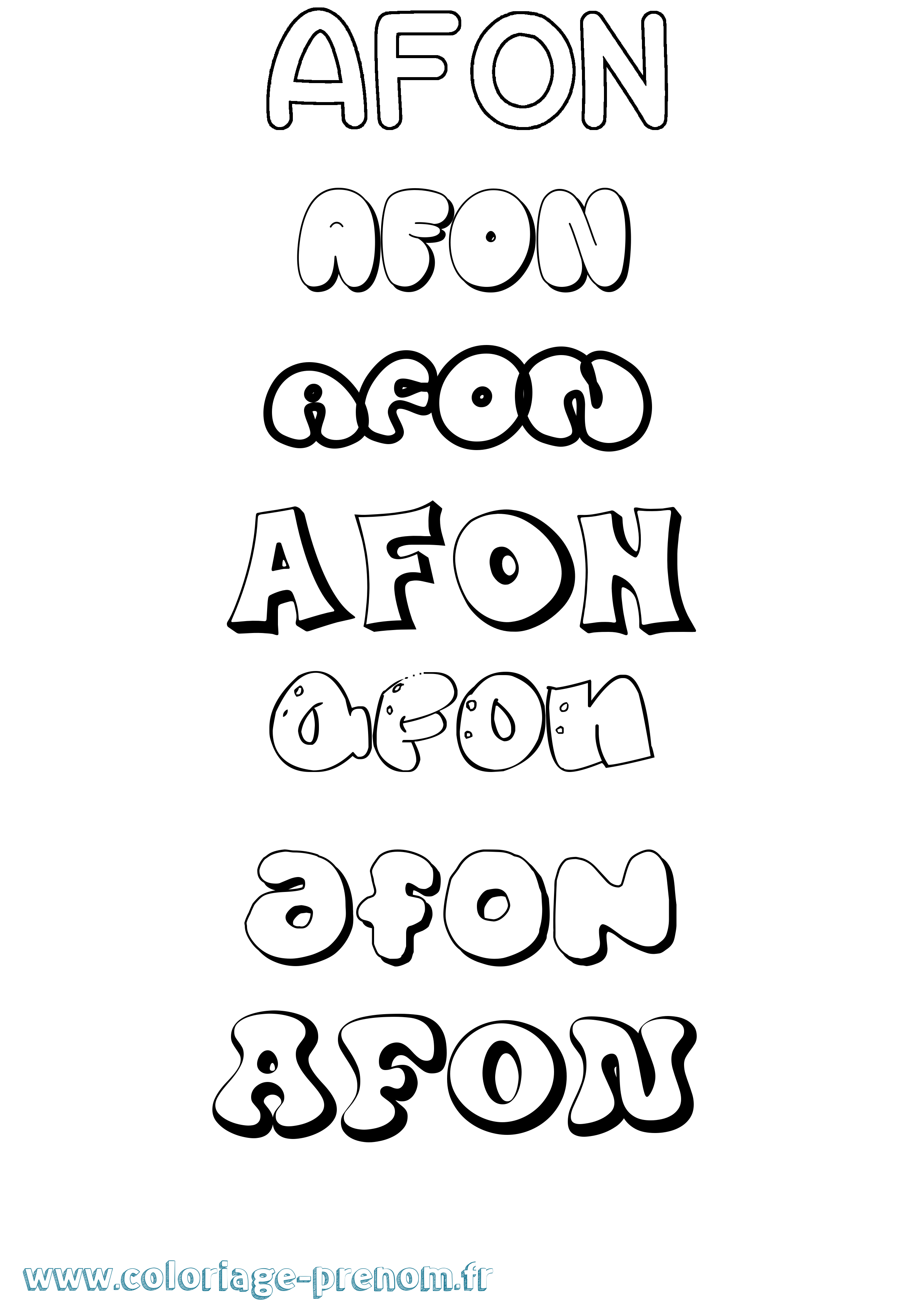 Coloriage Afon Bubble Coloriage prénom Afon Bubble