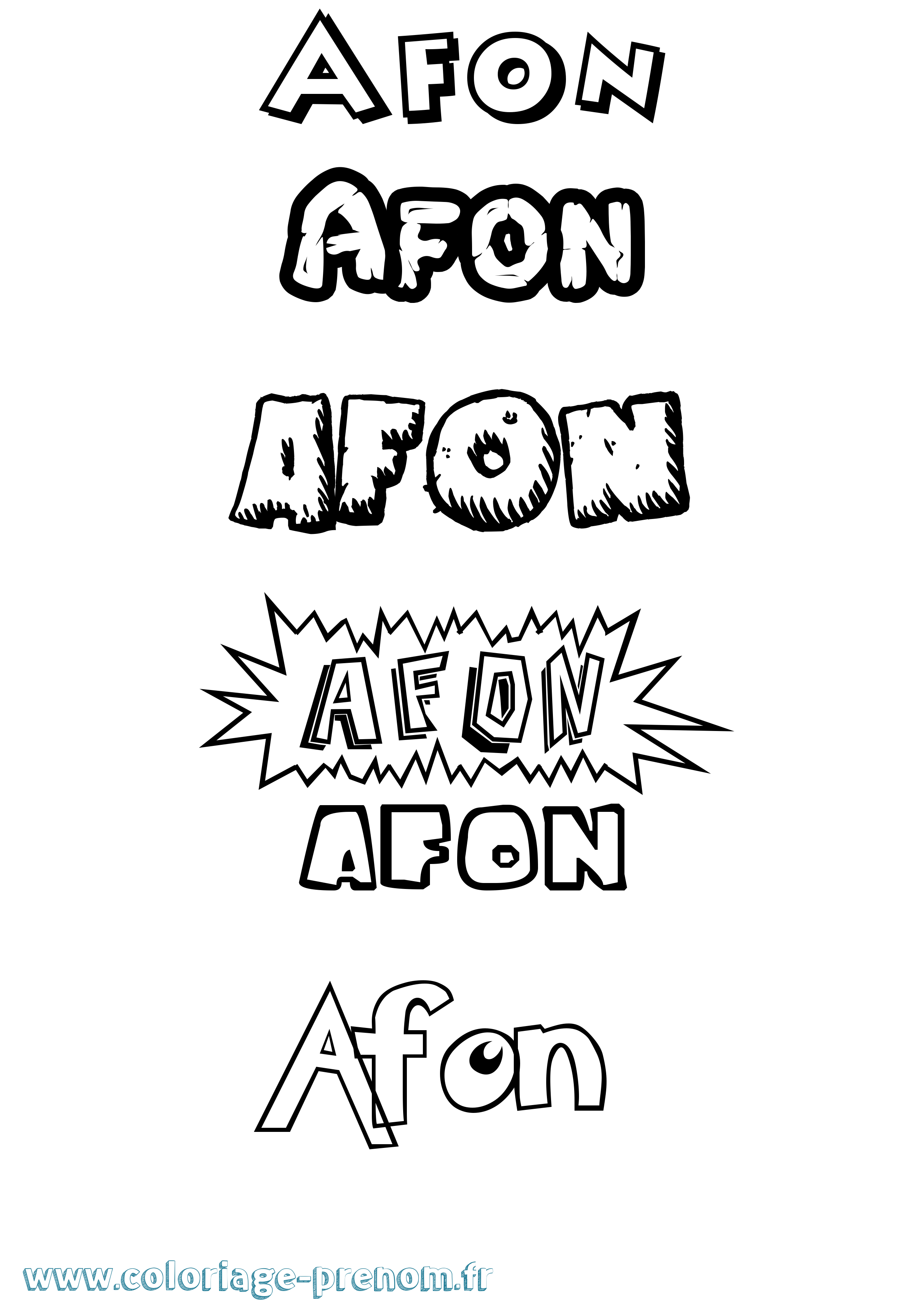 Coloriage Afon Dessin Animé Coloriage prénom Afon Dessin Animé