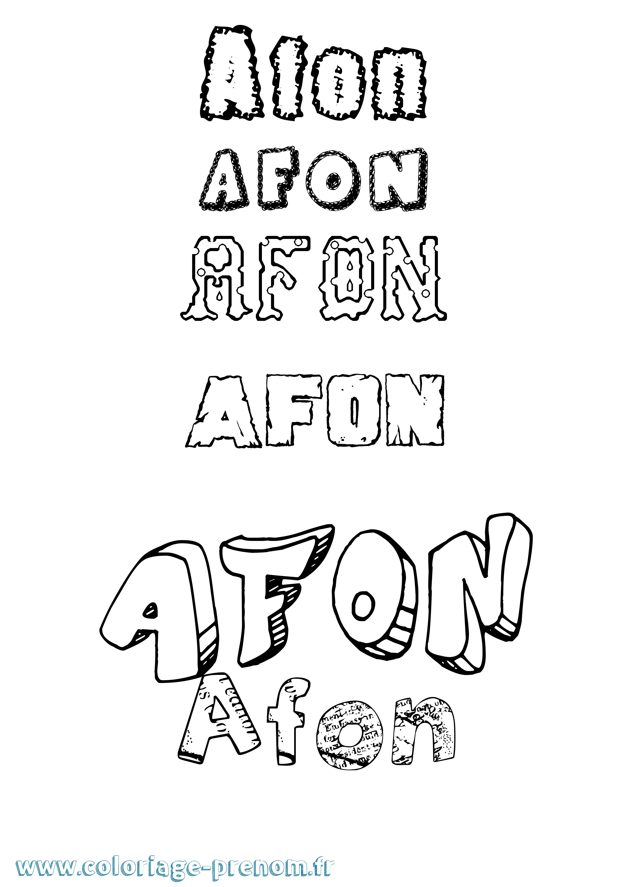 Coloriage Afon Destructuré Coloriage prénom Afon Destructuré