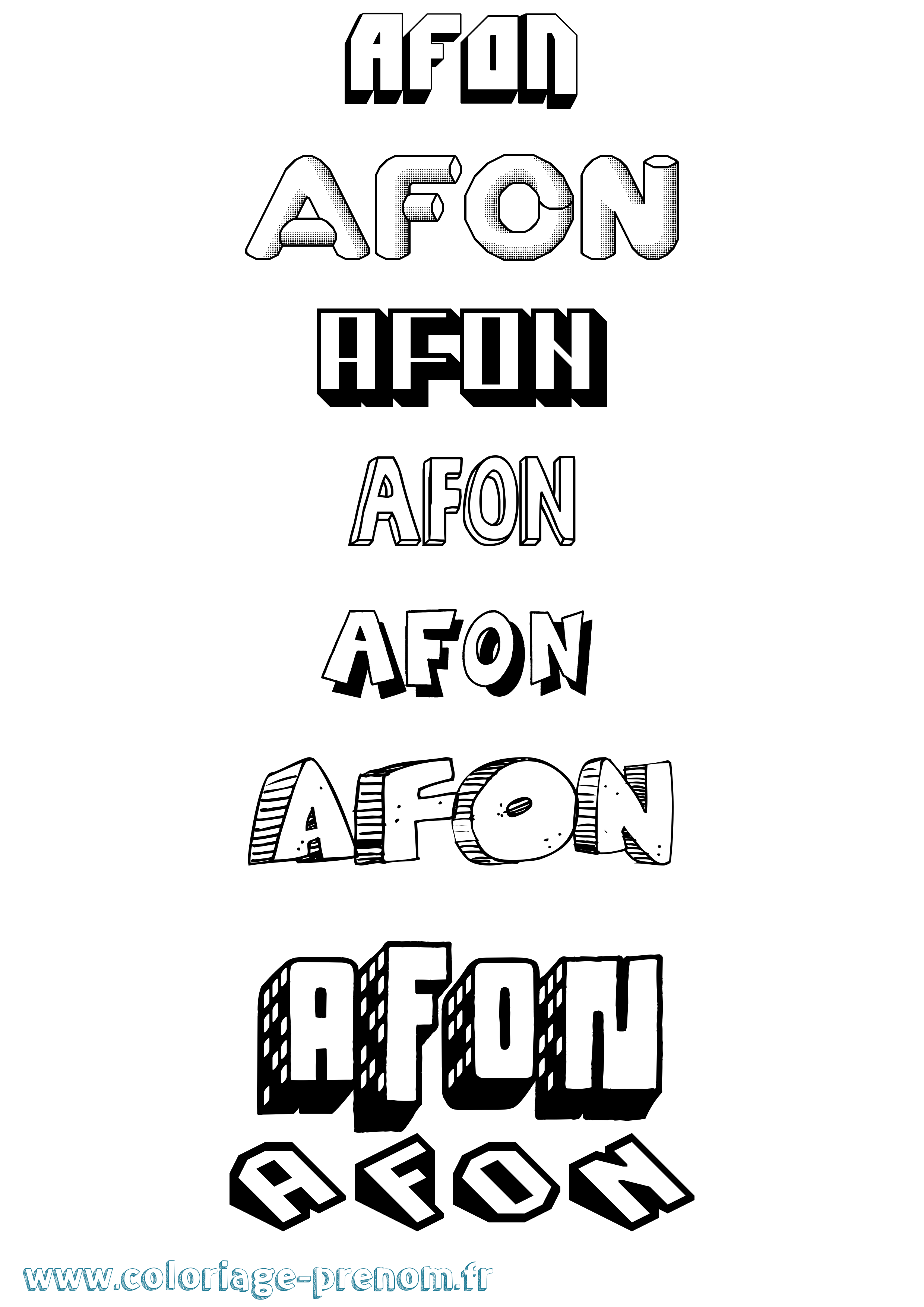 Coloriage Afon Effet 3D Coloriage prénom Afon Effet 3D