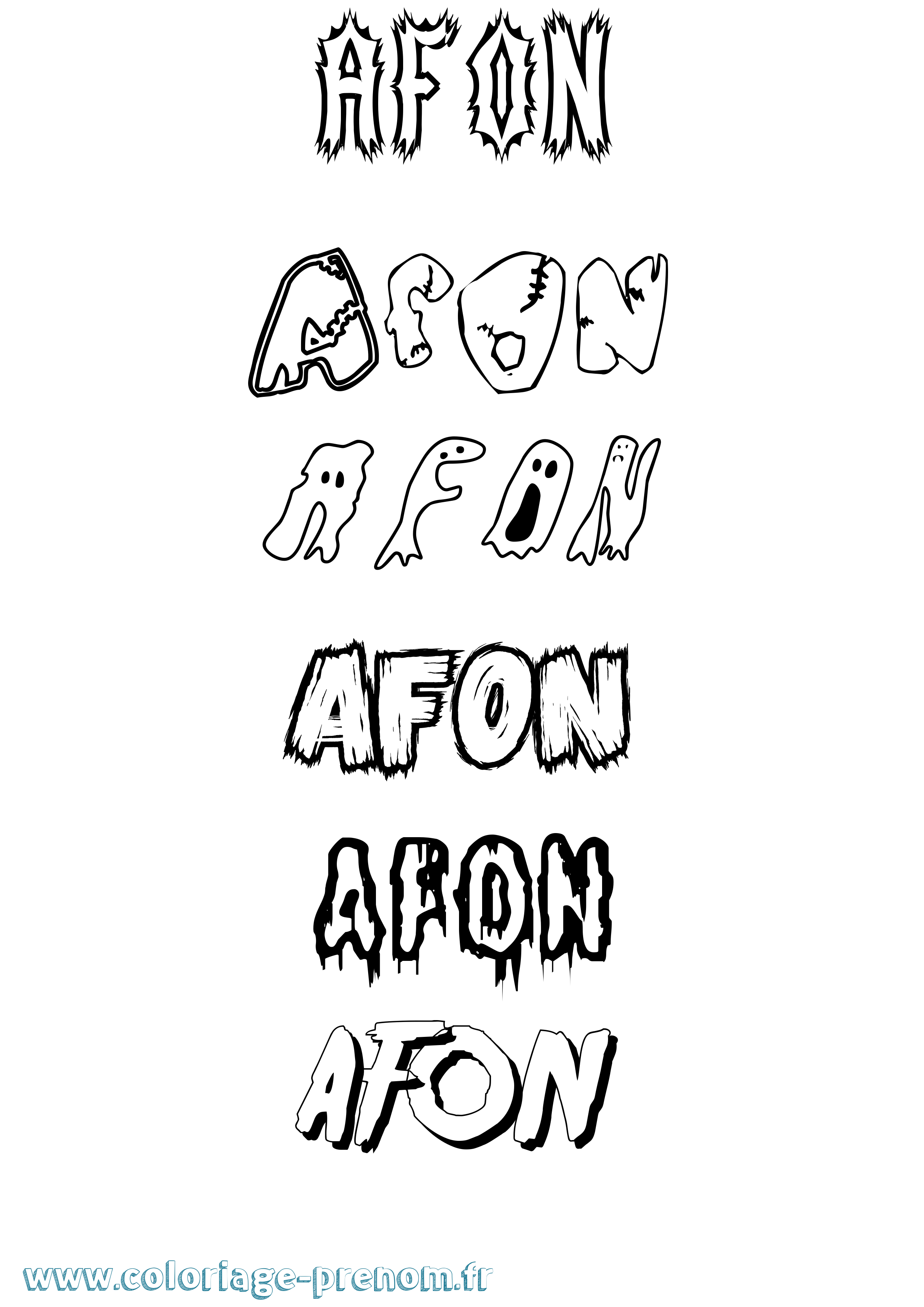Coloriage prénom Afon Frisson