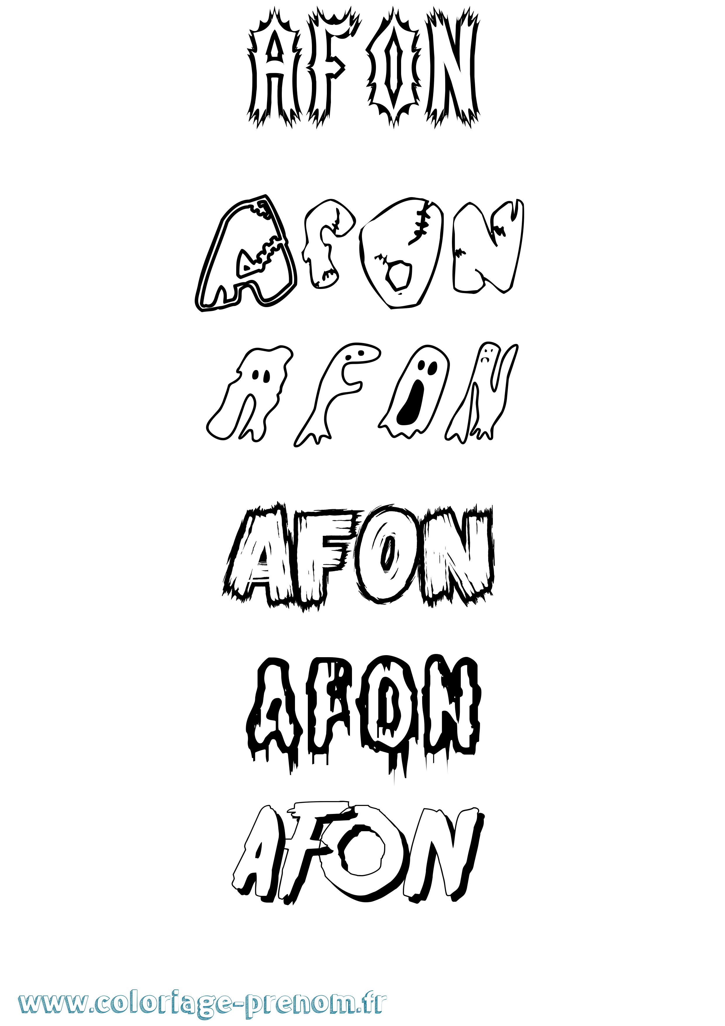 Coloriage Afon Frisson Coloriage prénom Afon Frisson