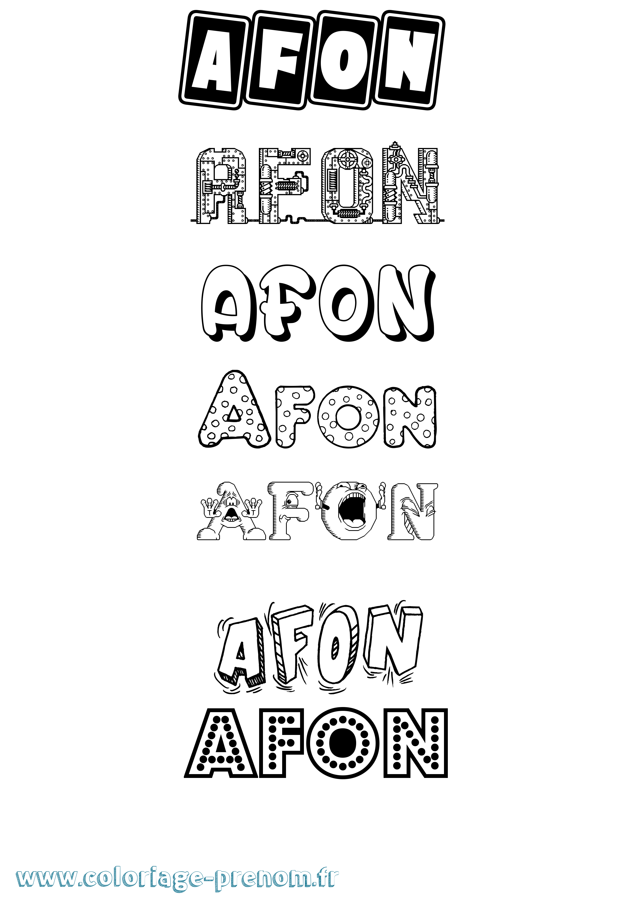 Coloriage Afon Fun Coloriage prénom Afon Fun