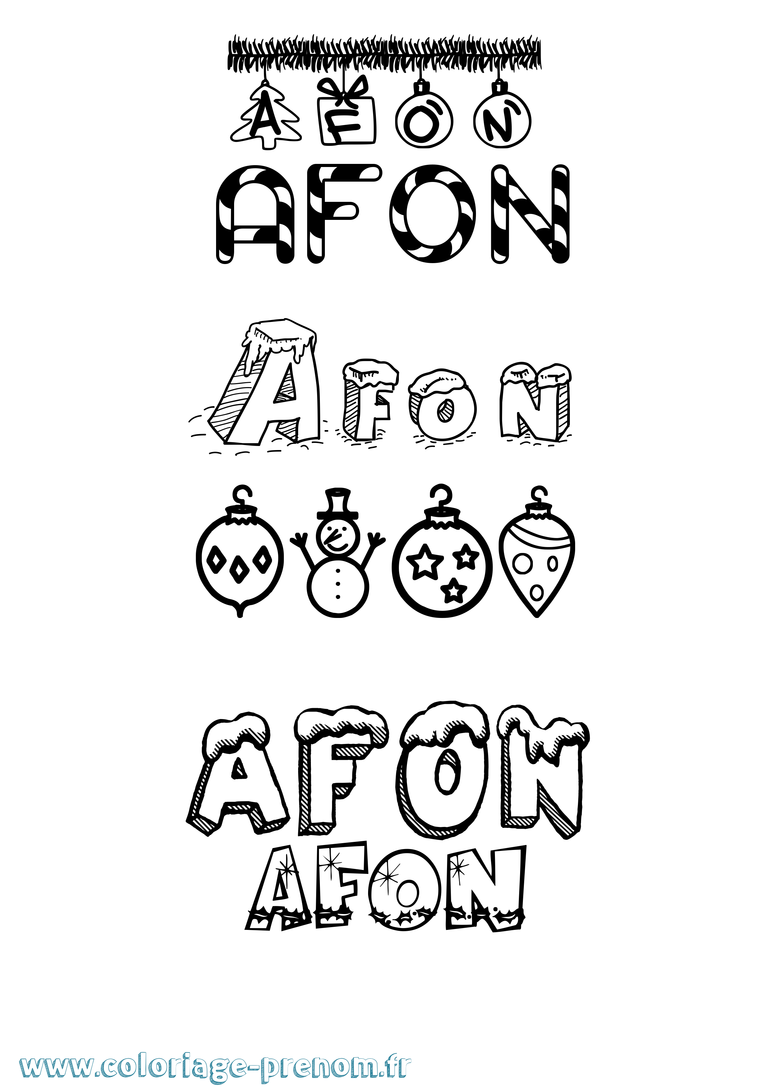 Coloriage Afon Noël Coloriage prénom Afon Noël
