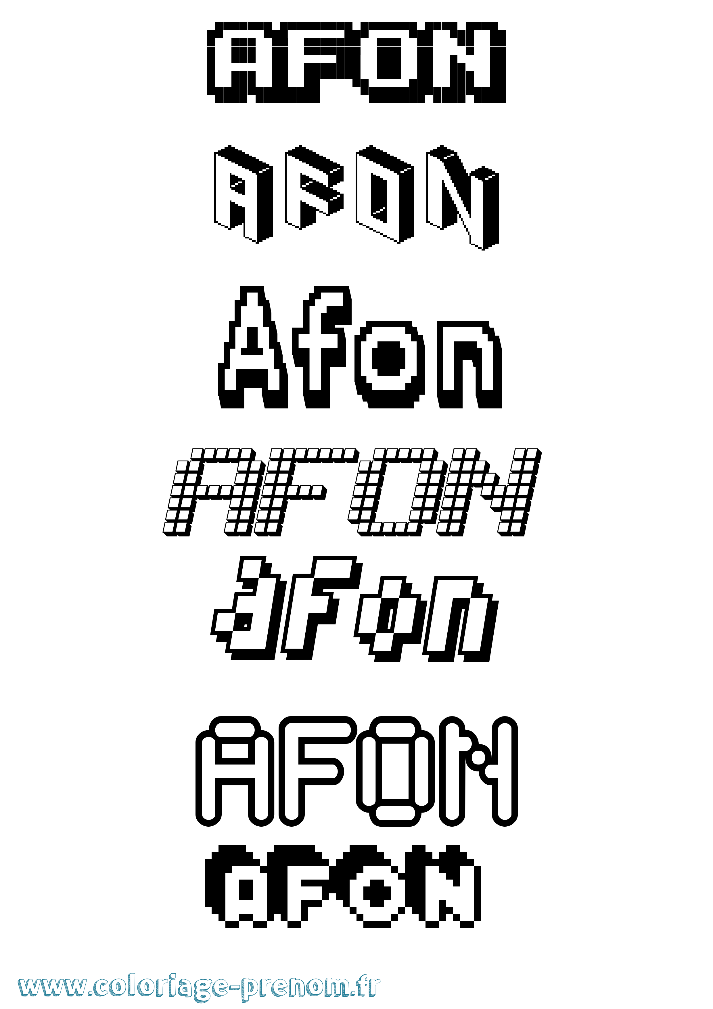 Coloriage Afon Pixel Coloriage prénom Afon Pixel