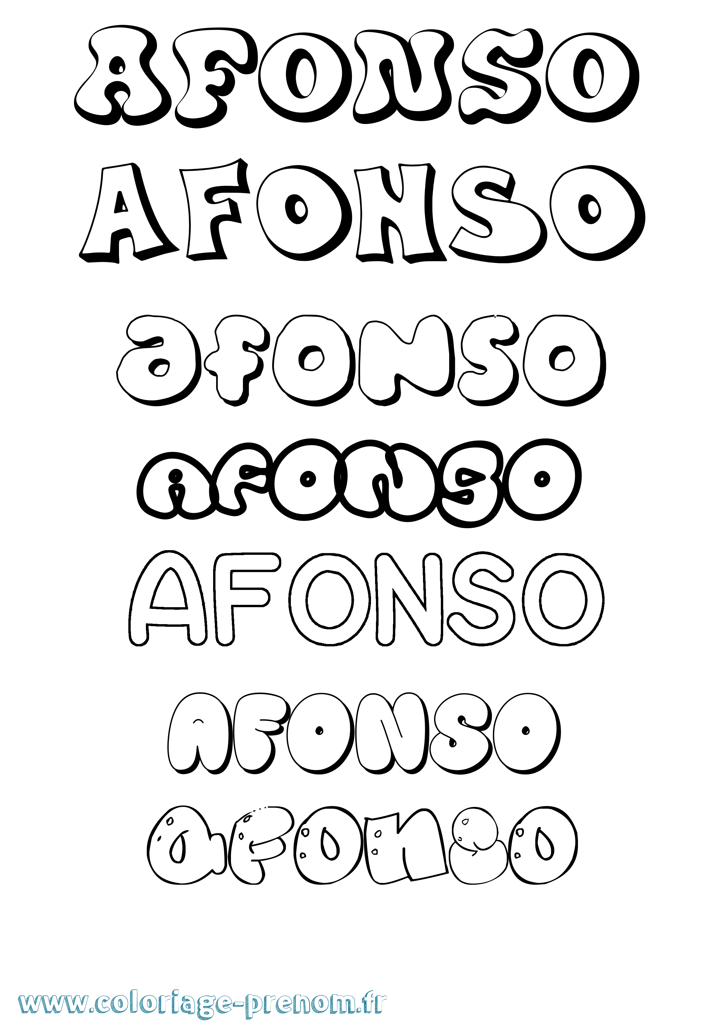 Coloriage Afonso Bubble Coloriage prénom Afonso Bubble