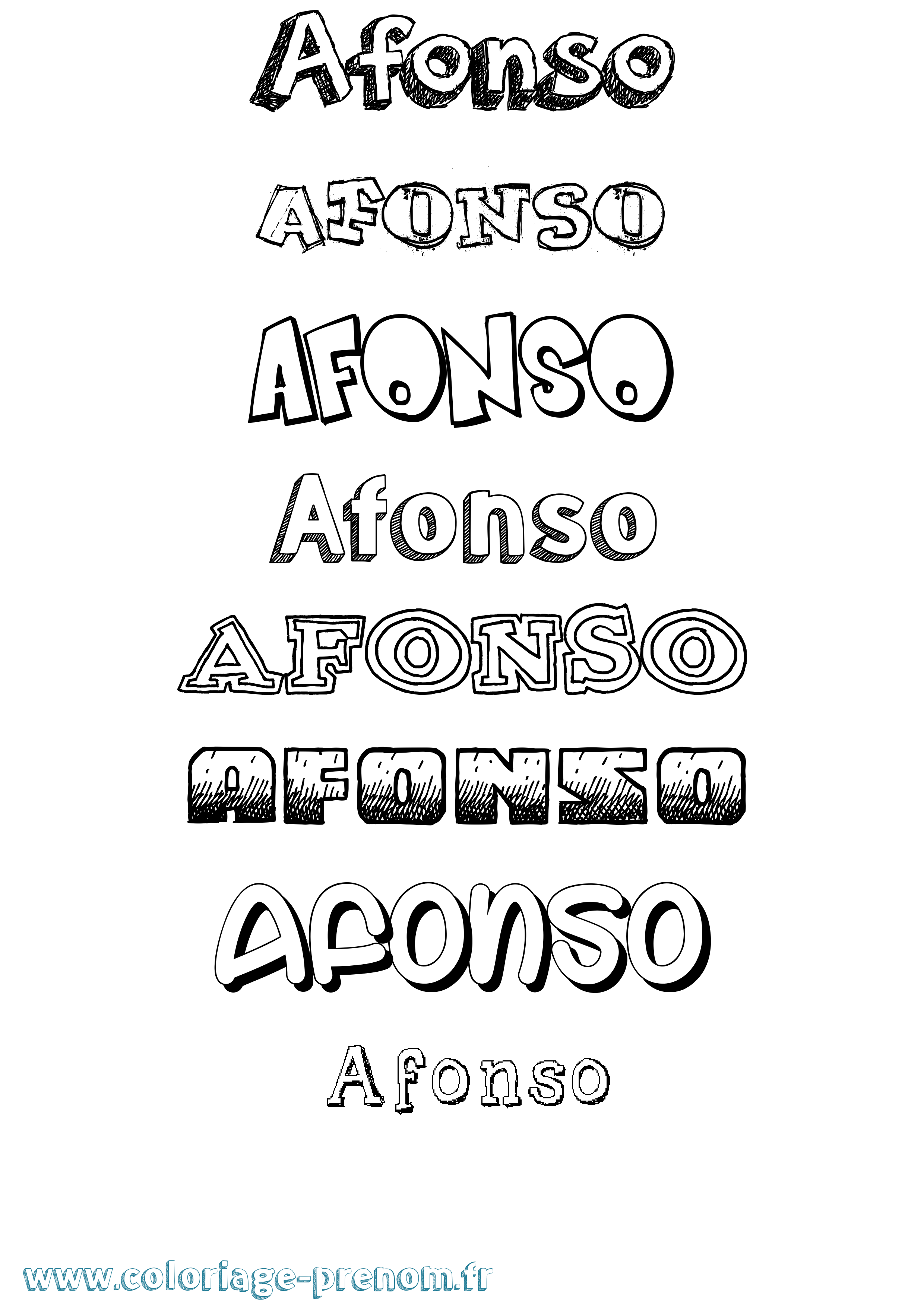 Coloriage prénom Afonso Dessiné