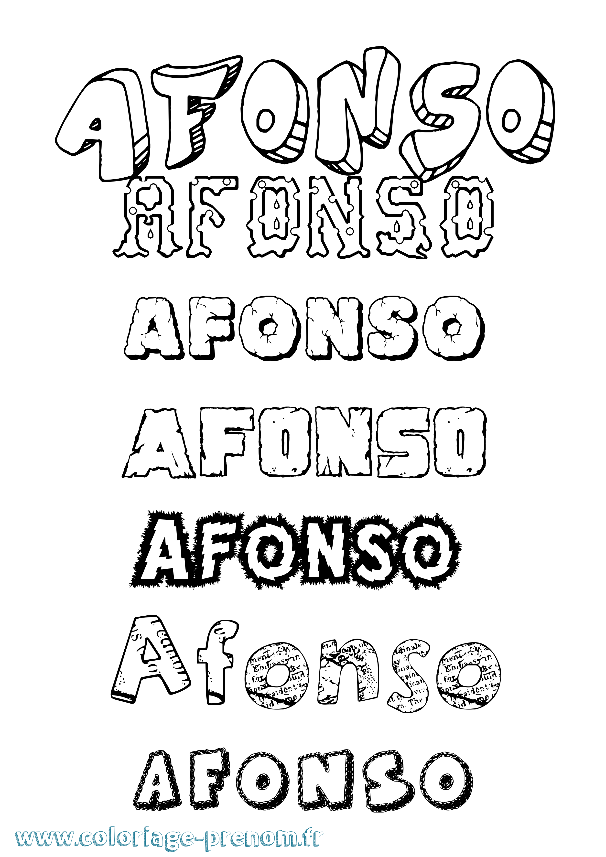 Coloriage Afonso Destructuré Coloriage prénom Afonso Destructuré