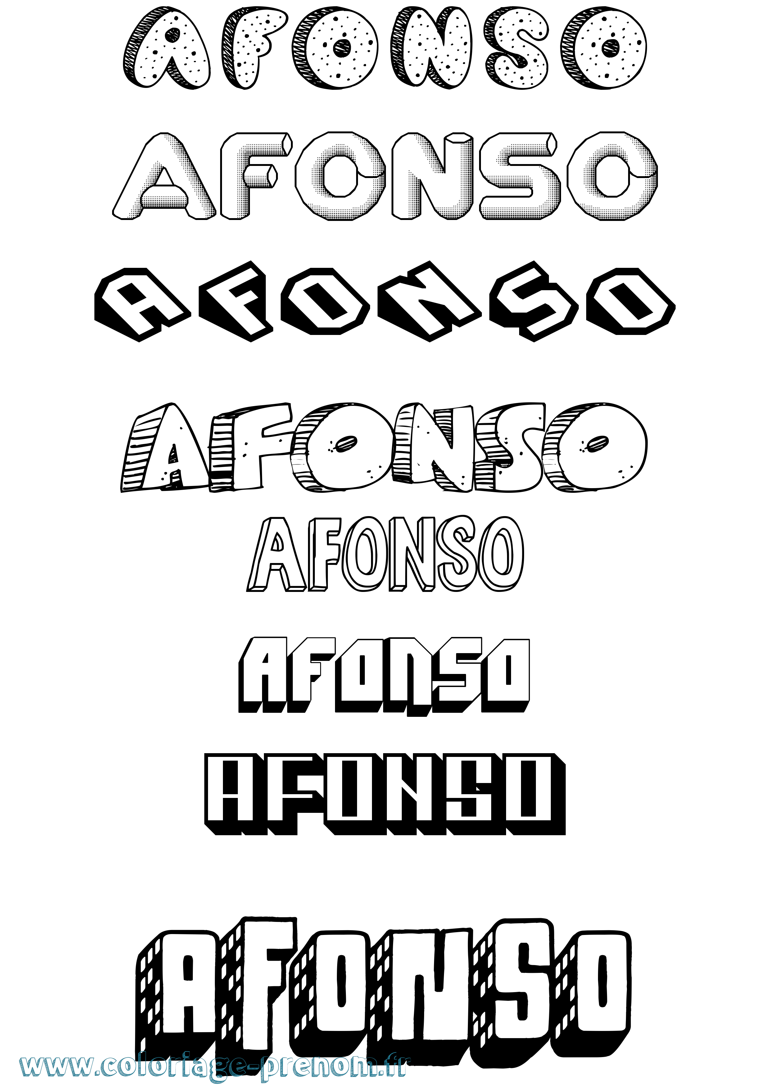 Coloriage Afonso Effet 3D Coloriage prénom Afonso Effet 3D