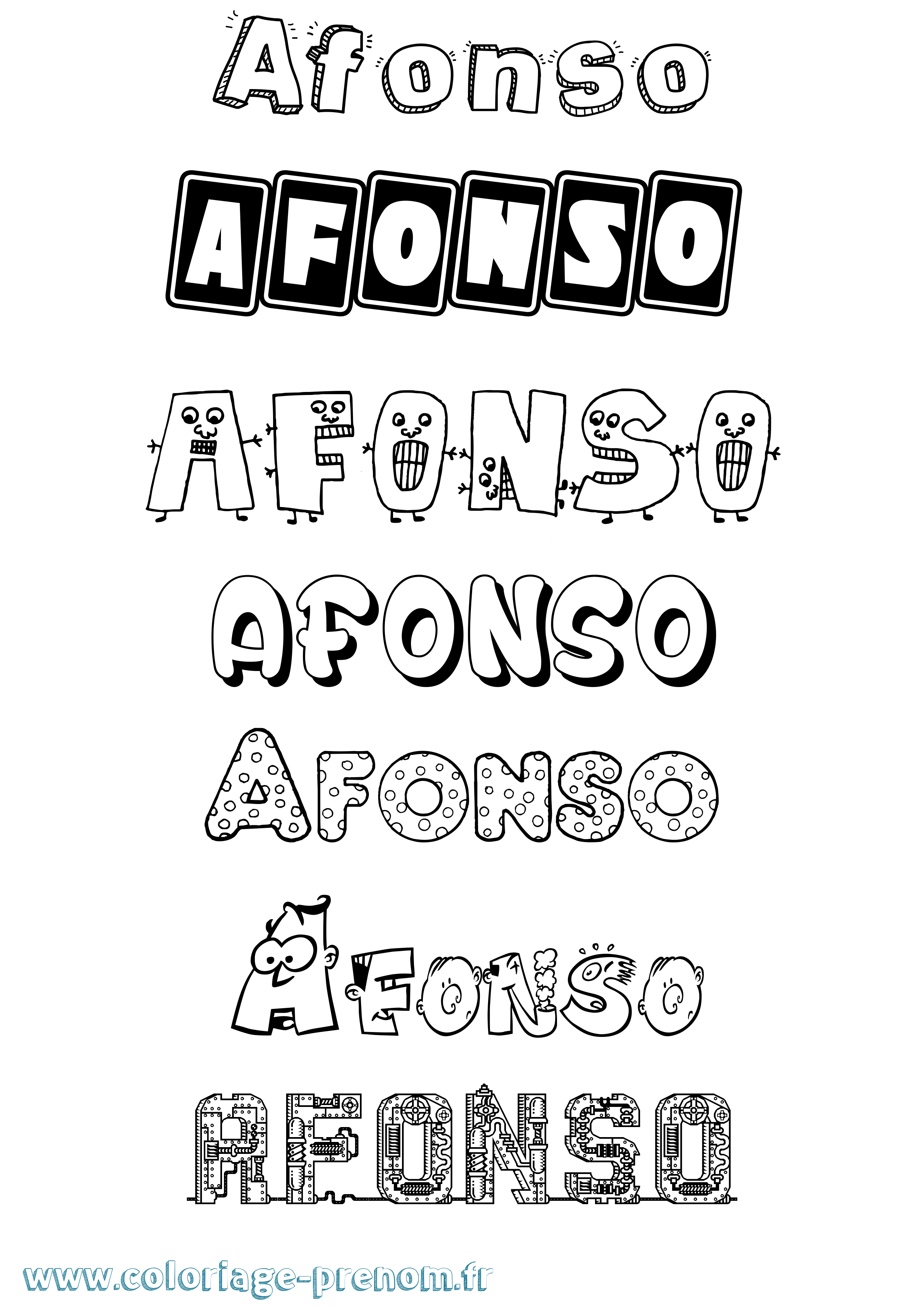 Coloriage prénom Afonso Fun