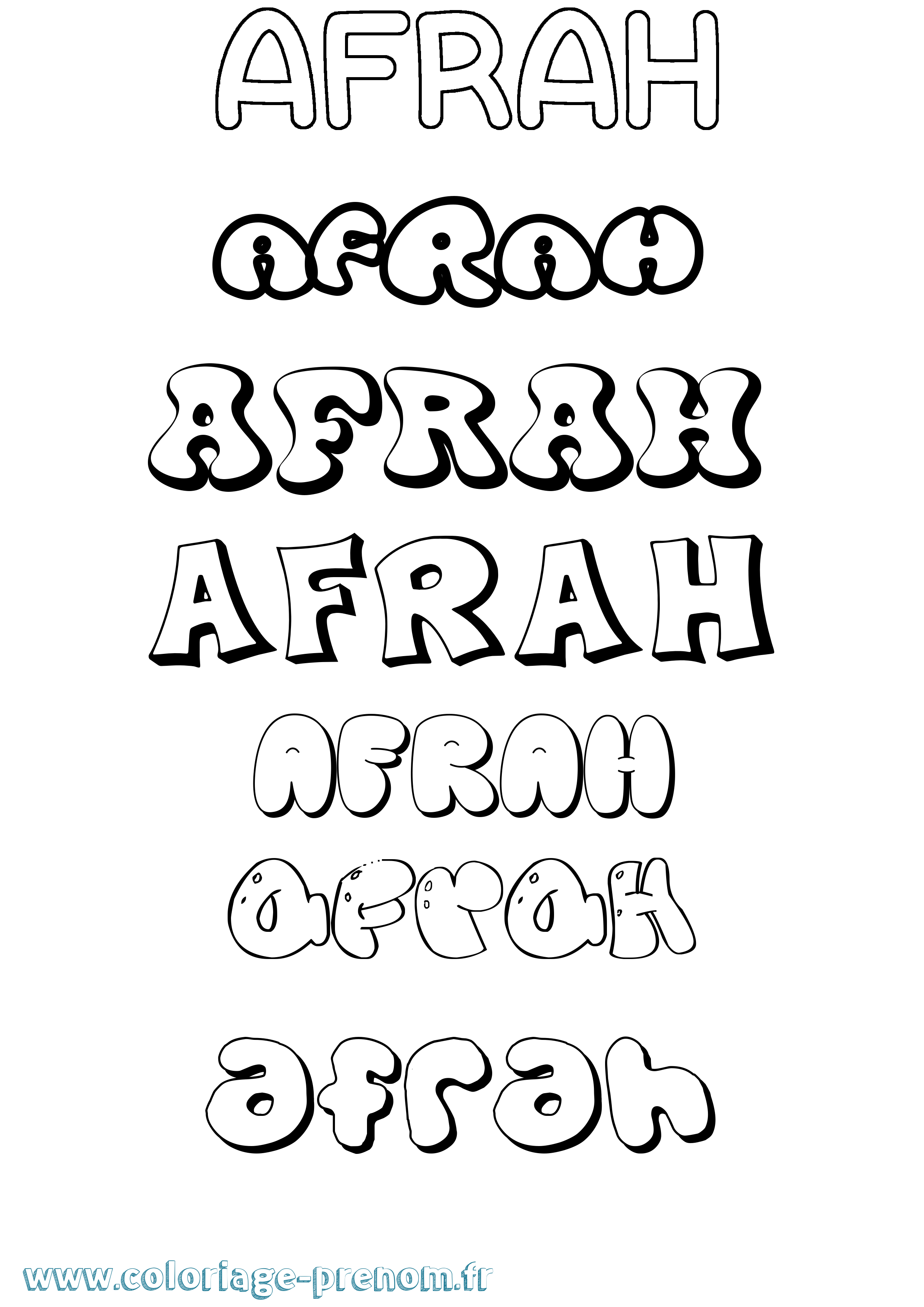 Coloriage Afrah Bubble Coloriage prénom Afrah Bubble