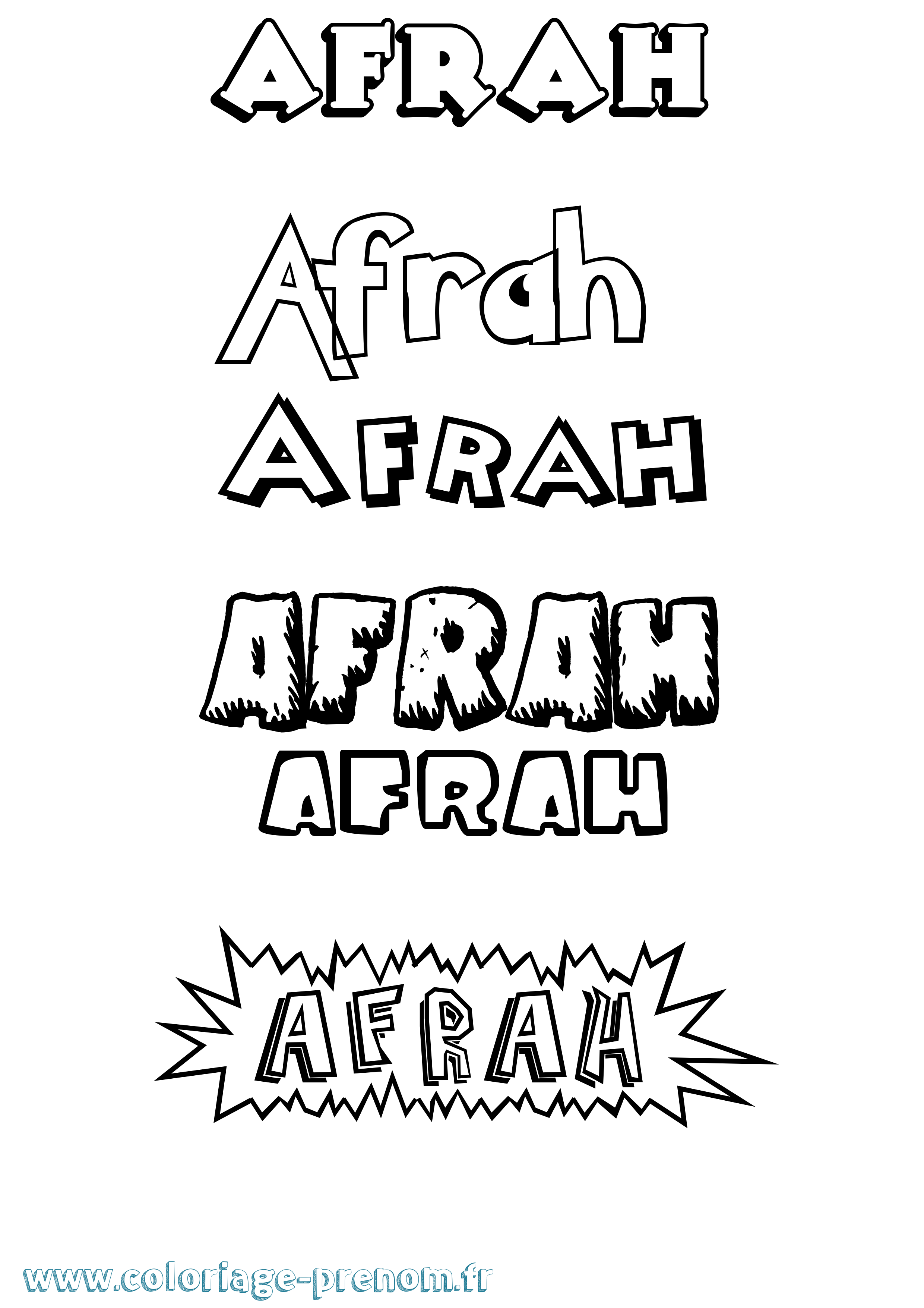 Coloriage Afrah Dessin Animé Coloriage prénom Afrah Dessin Animé