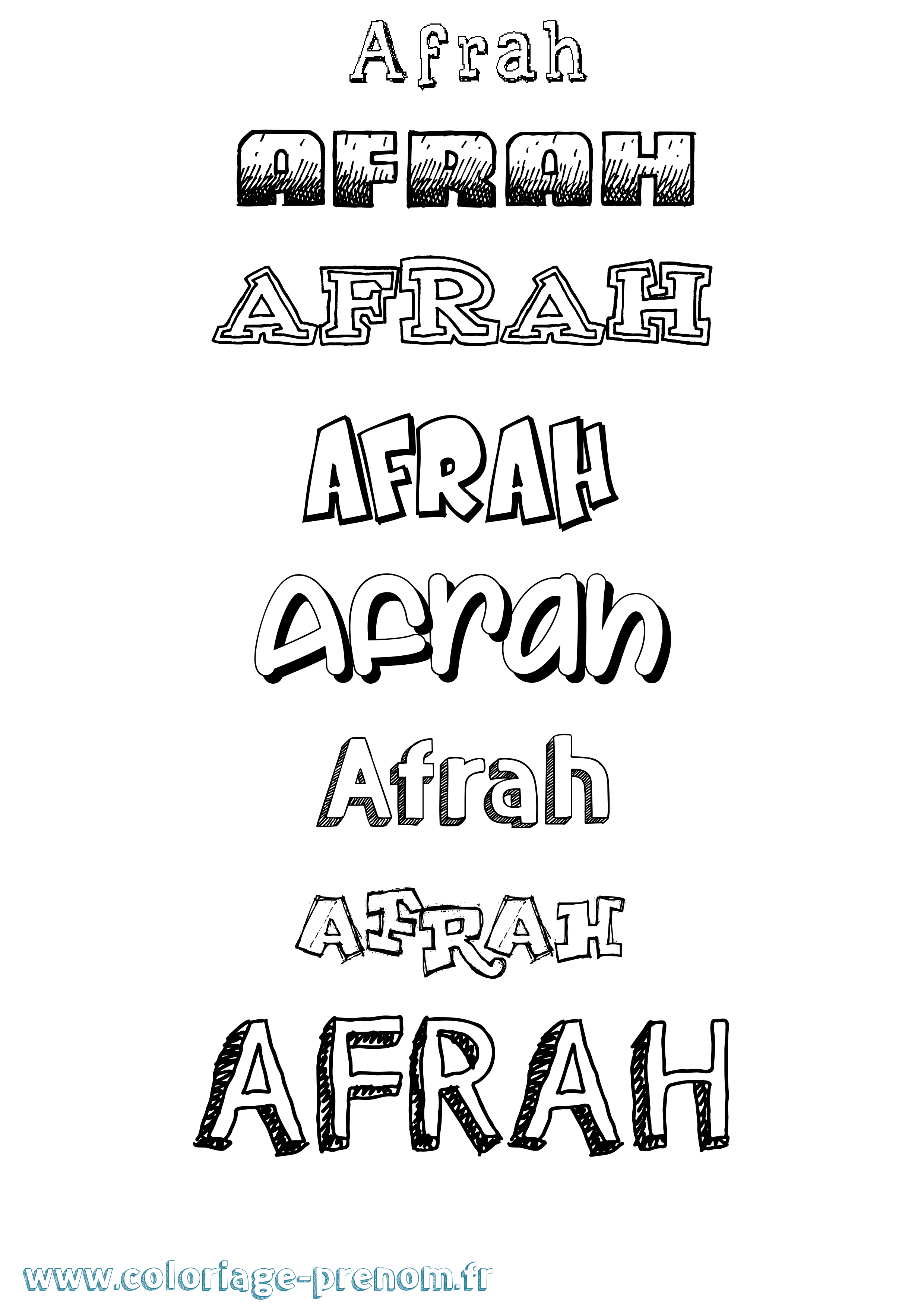 Coloriage Afrah Dessiné Coloriage prénom Afrah Dessiné