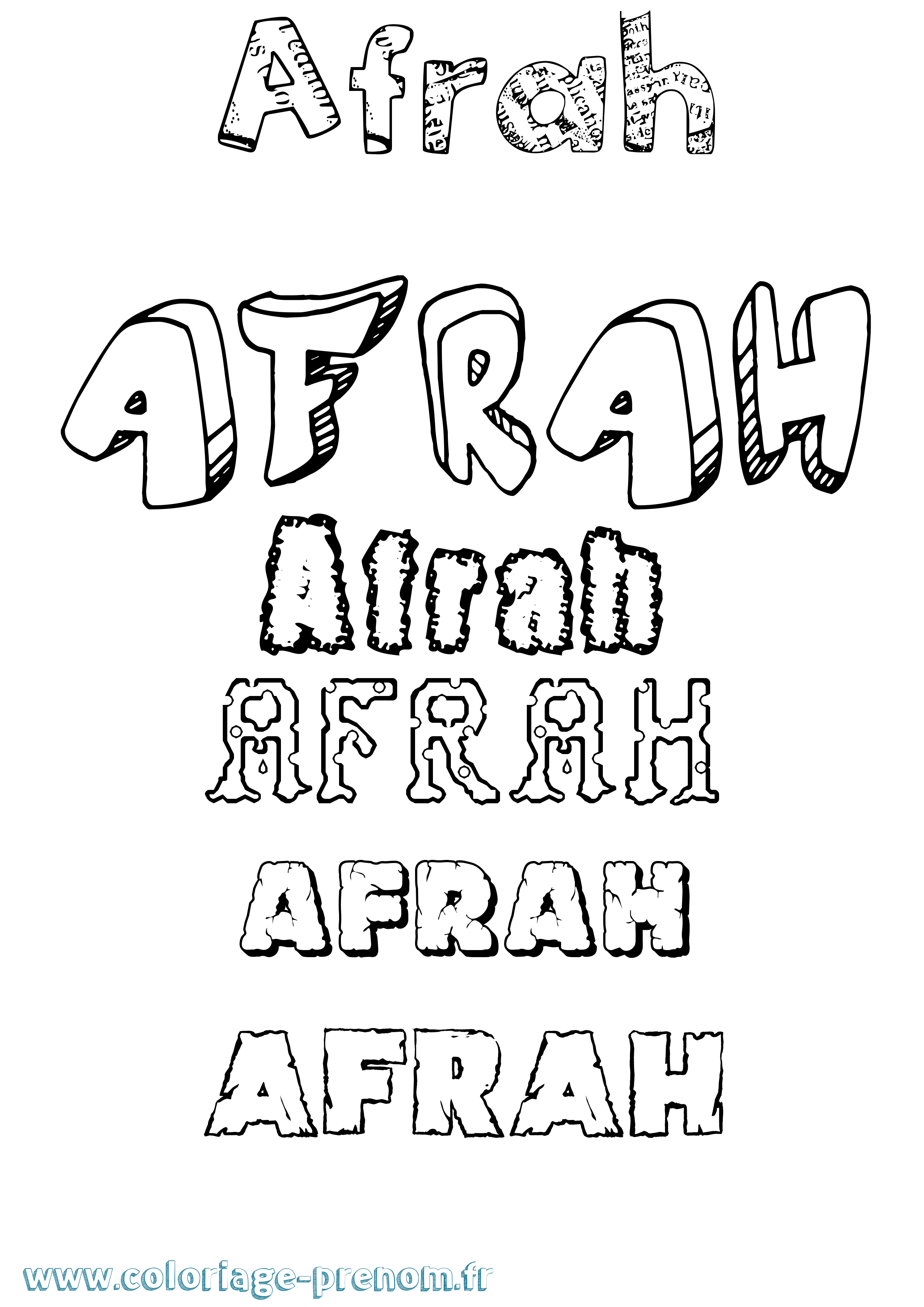 Coloriage Afrah Destructuré Coloriage prénom Afrah Destructuré