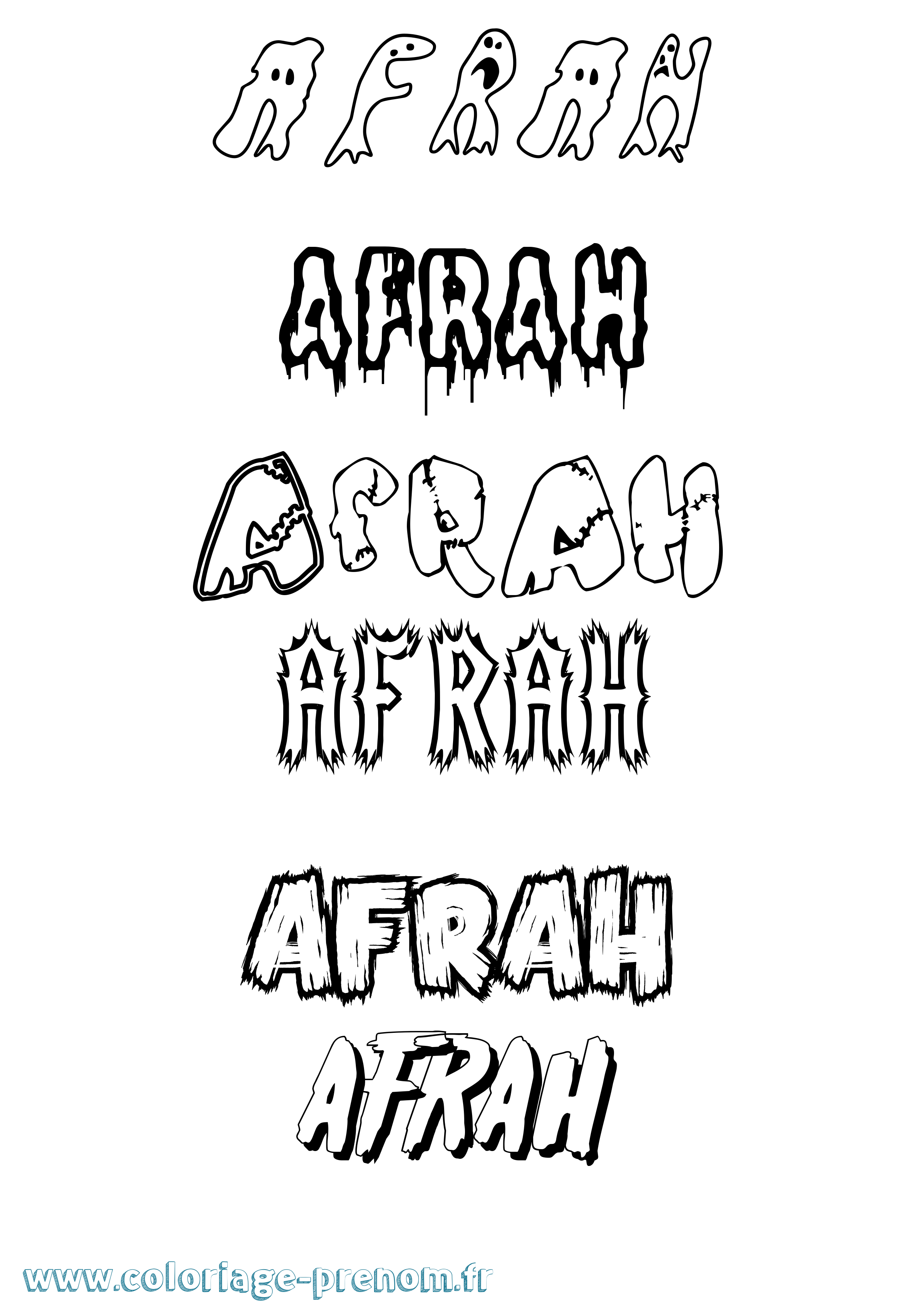 Coloriage Afrah Frisson Coloriage prénom Afrah Frisson