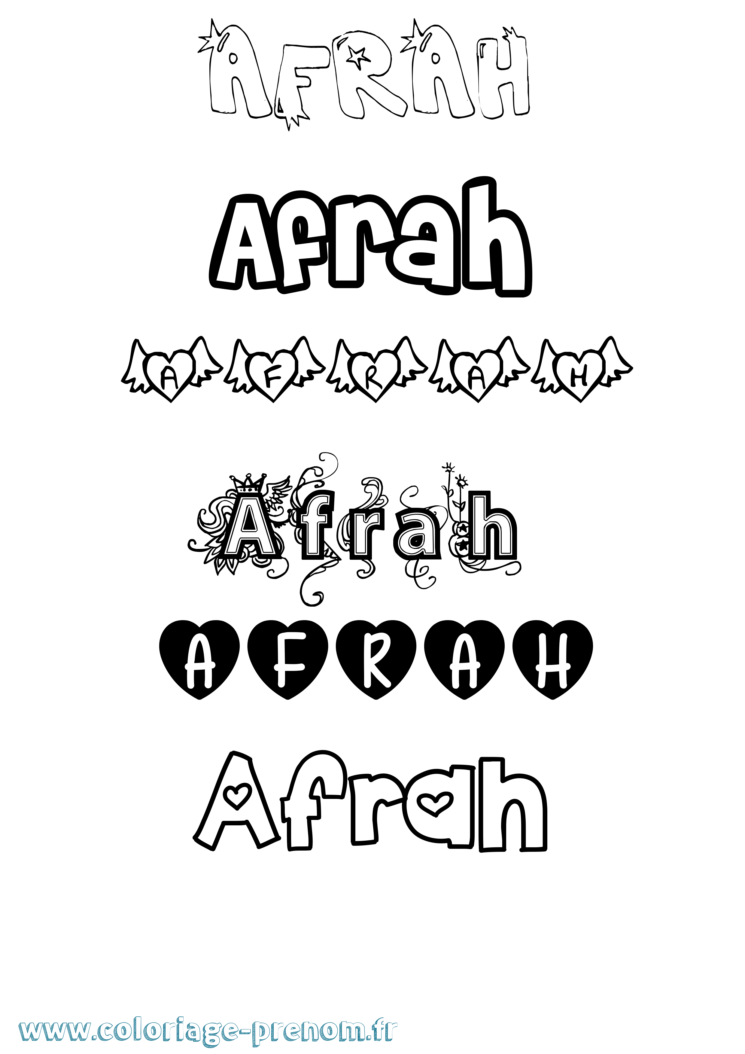 Coloriage Afrah Girly Coloriage prénom Afrah Girly