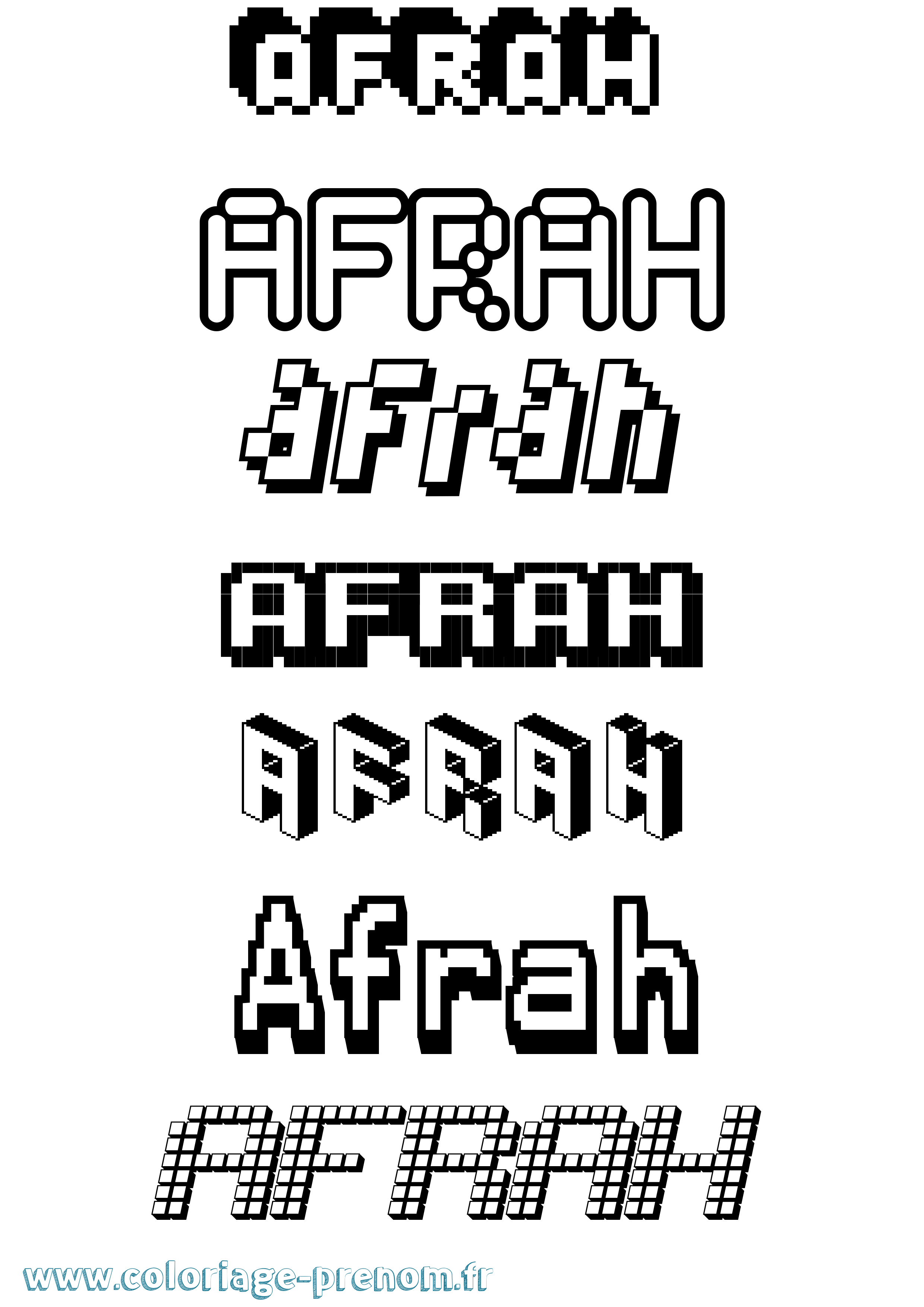 Coloriage Afrah Pixel Coloriage prénom Afrah Pixel