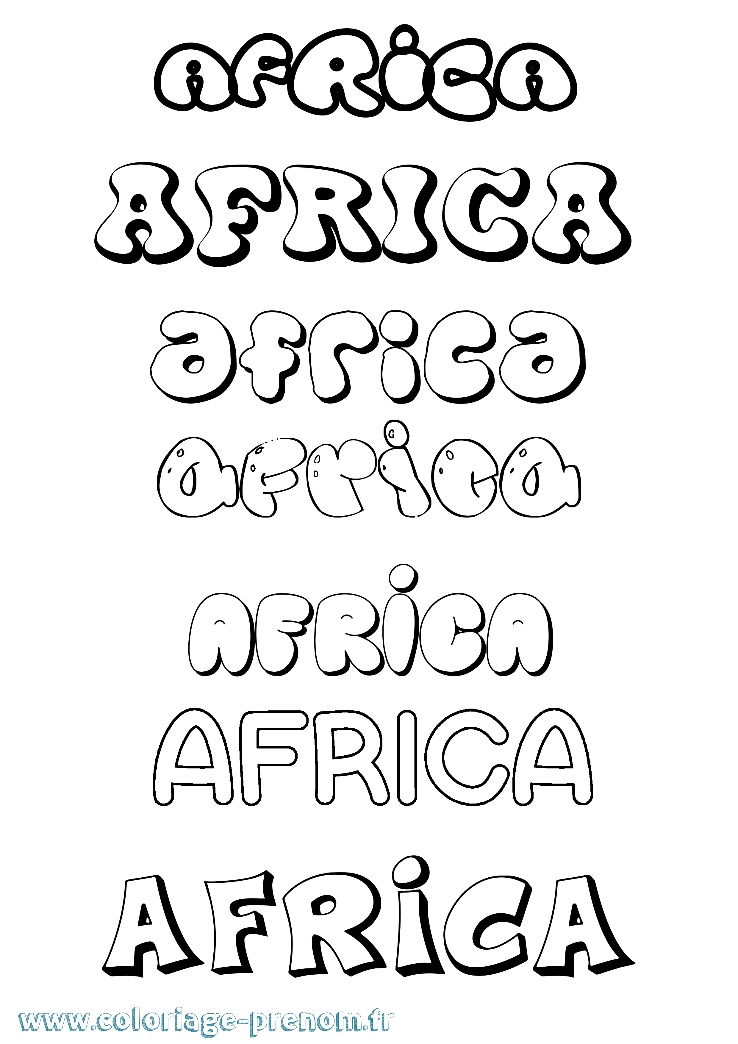 Coloriage prénom Africa Bubble