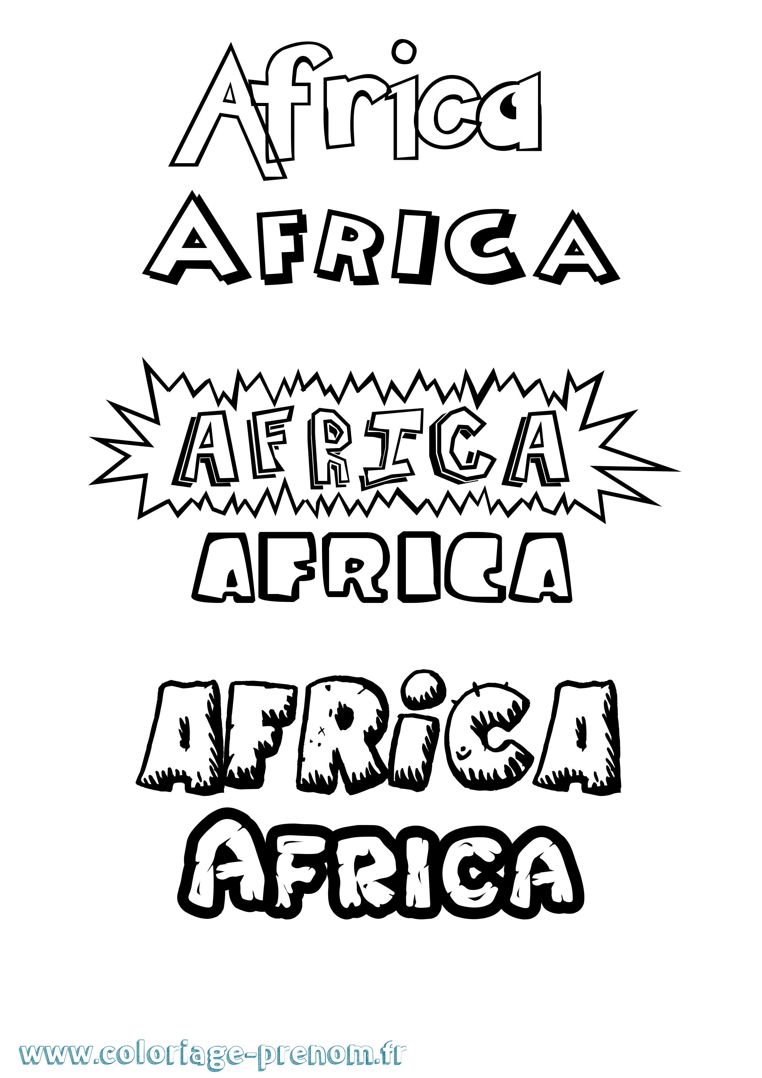 Coloriage prénom Africa Dessin Animé