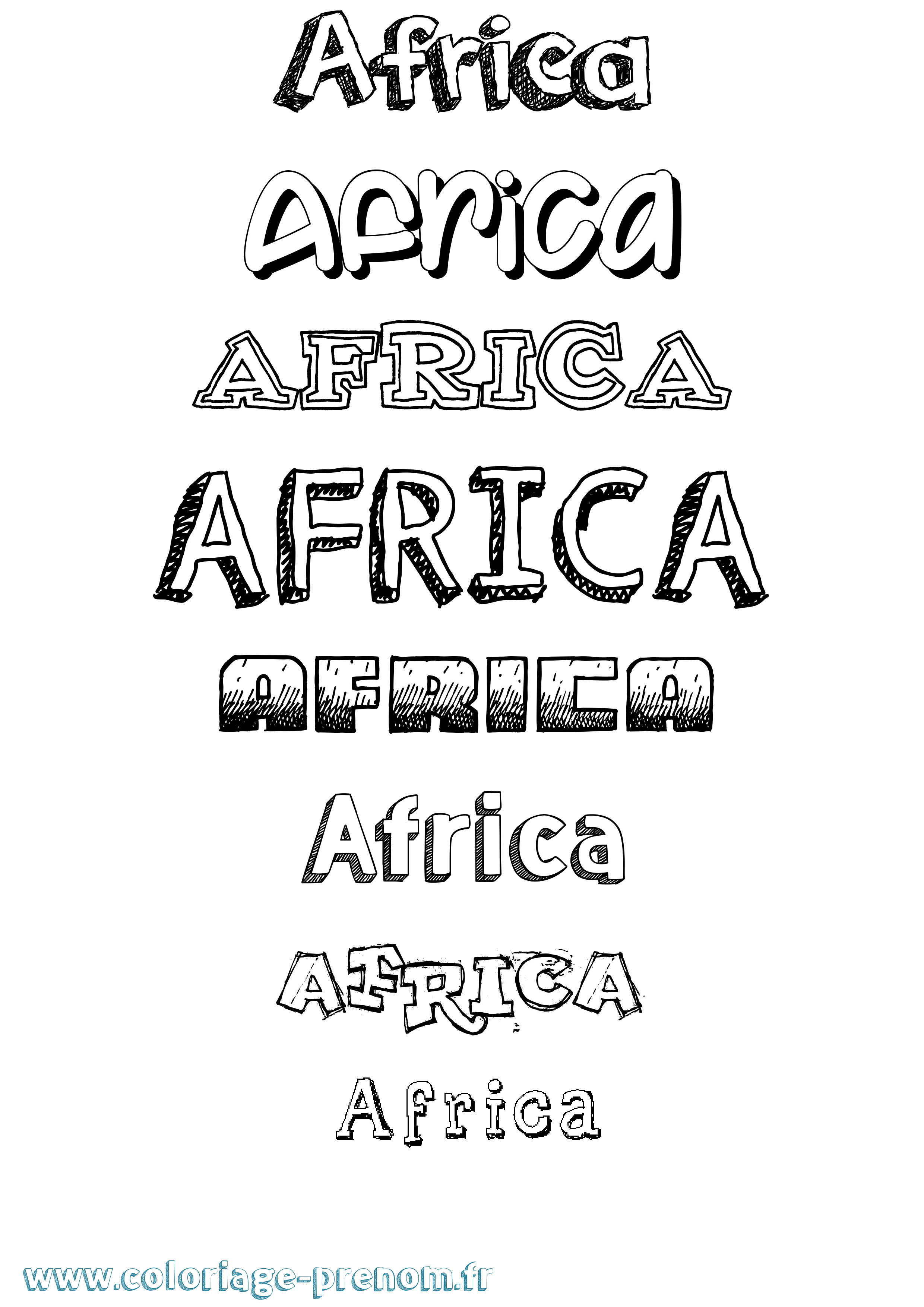 Coloriage prénom Africa Dessiné