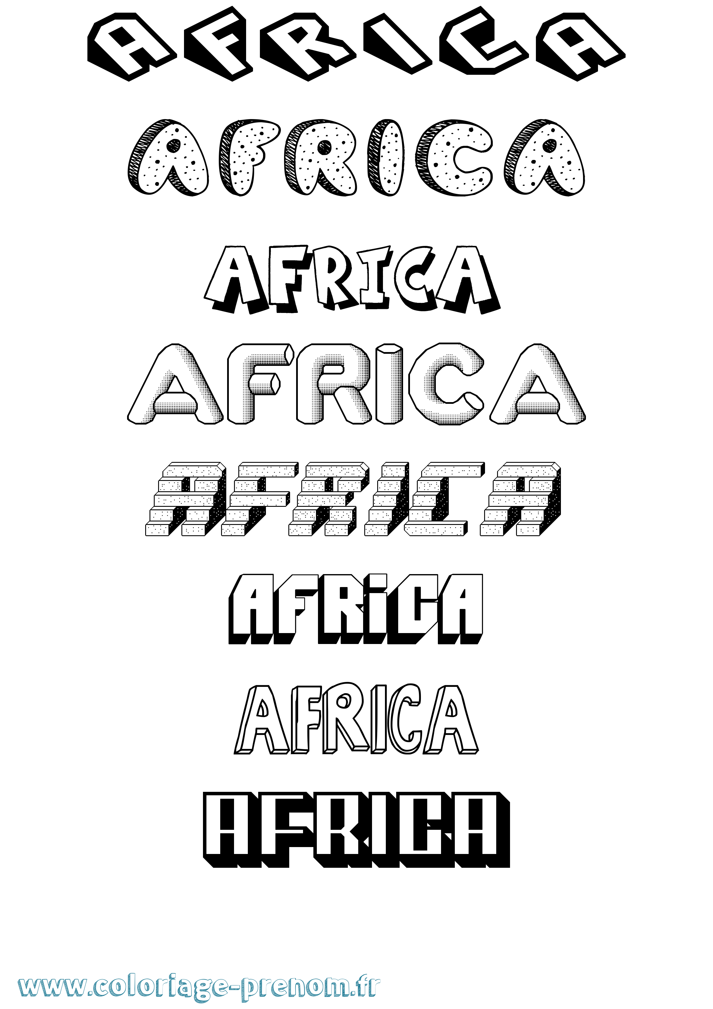 Coloriage prénom Africa Effet 3D