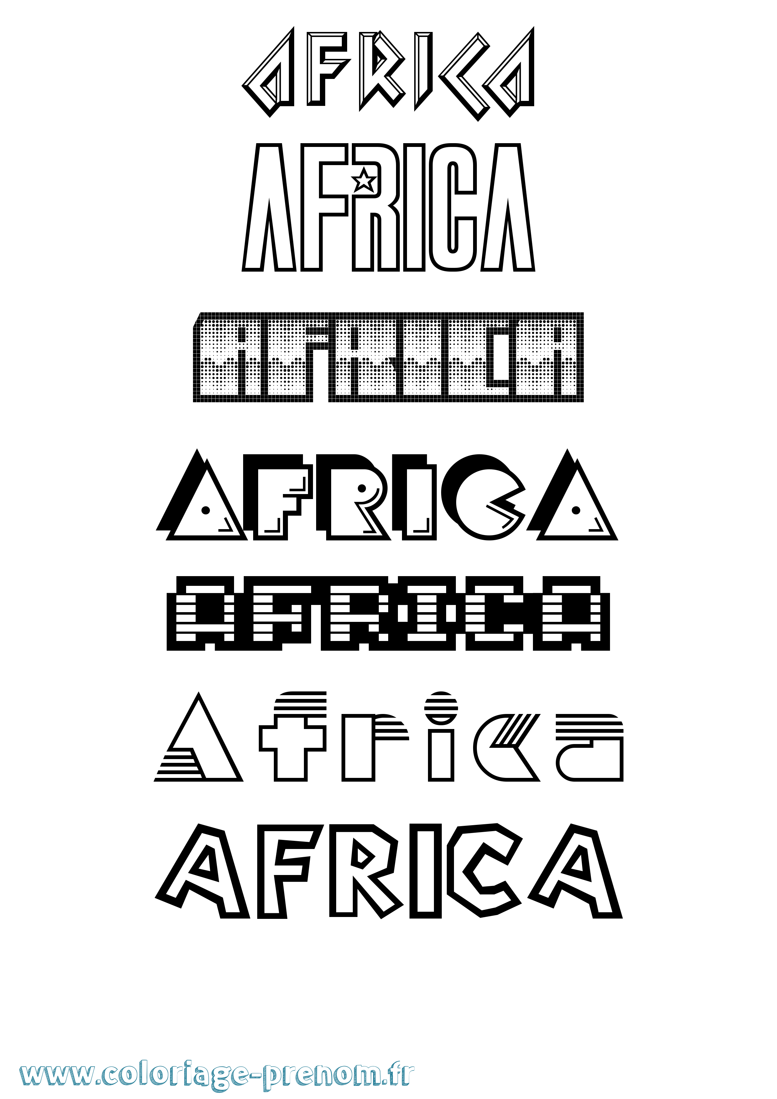 Coloriage prénom Africa Jeux Vidéos