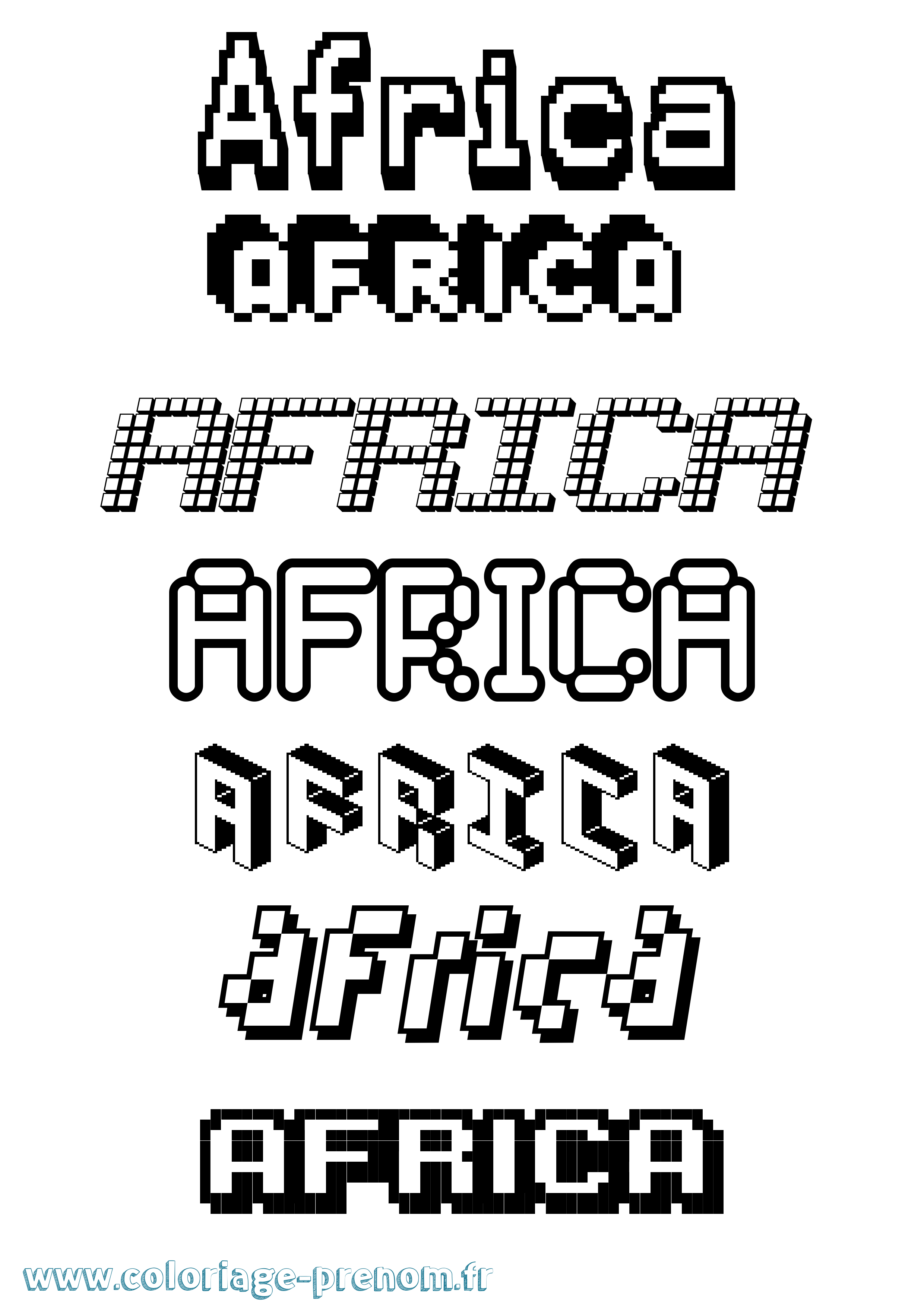 Coloriage prénom Africa Pixel
