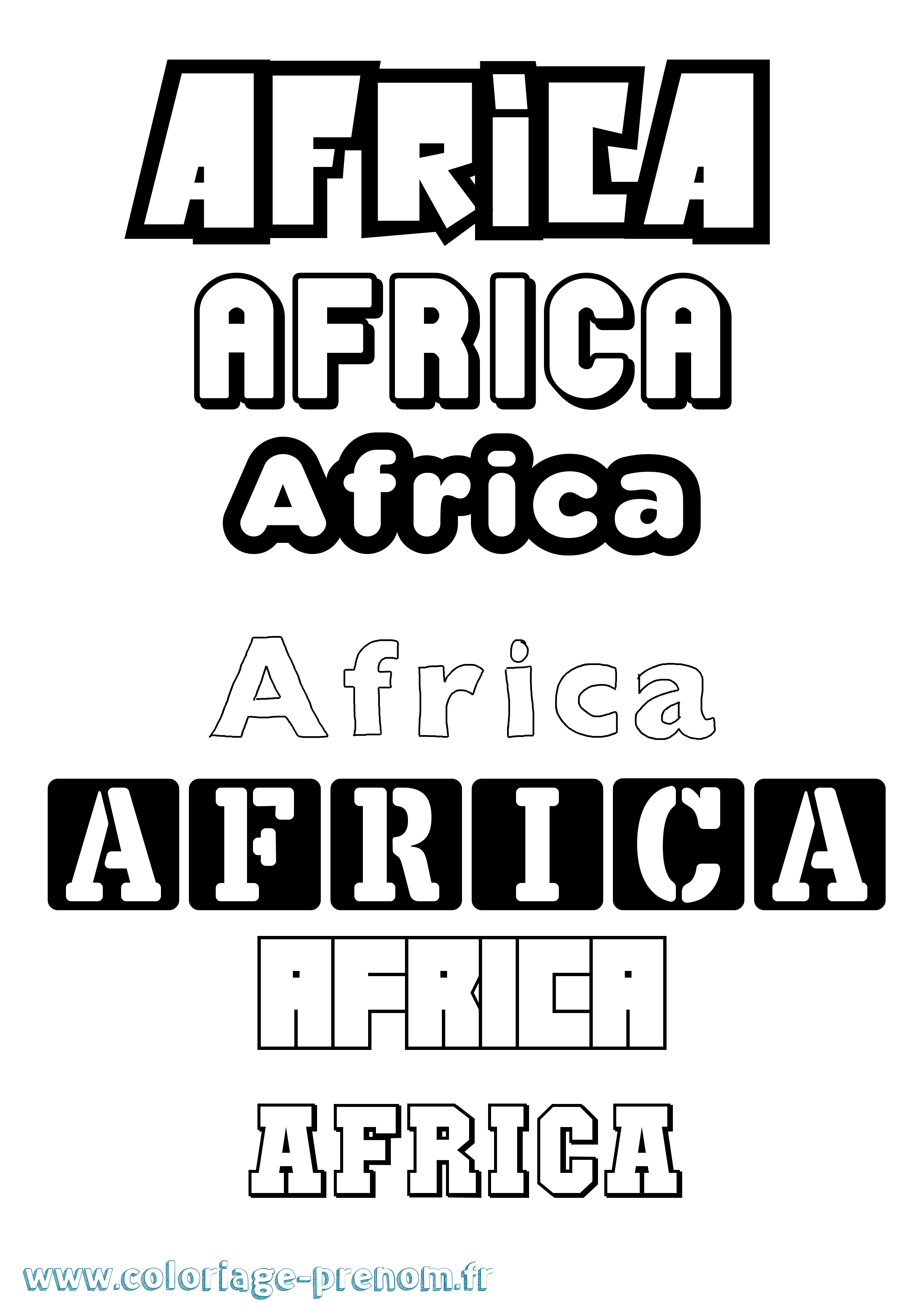 Coloriage prénom Africa Simple