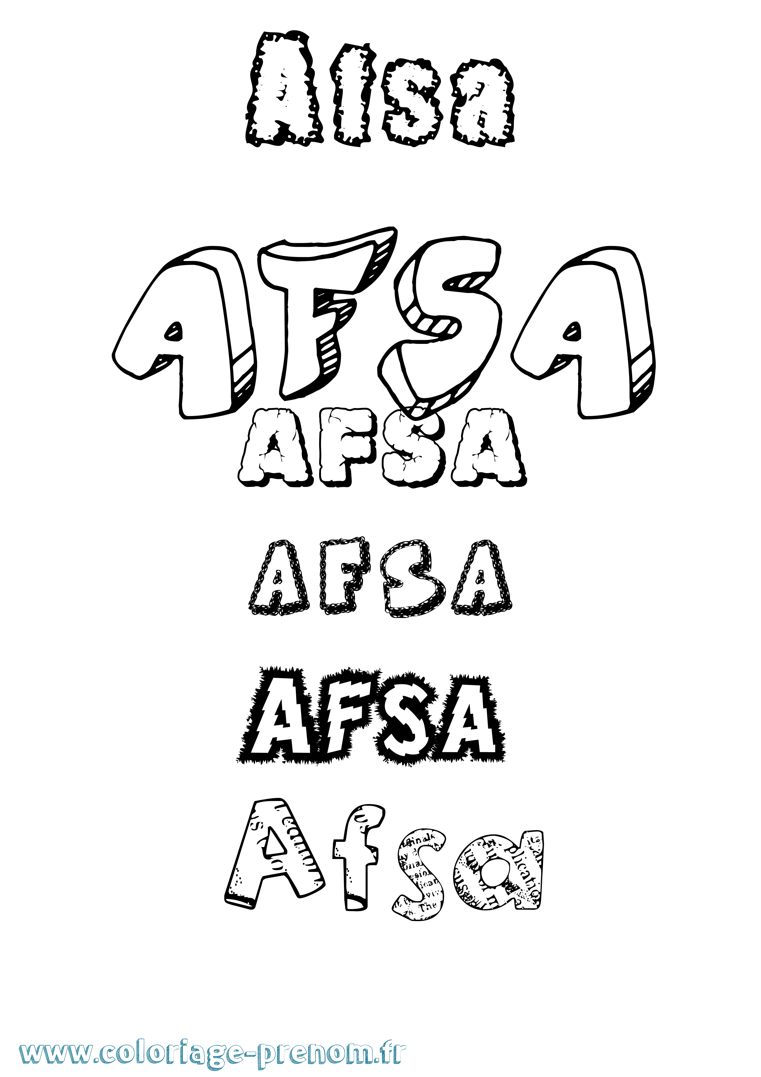 Coloriage prénom Afsa Destructuré