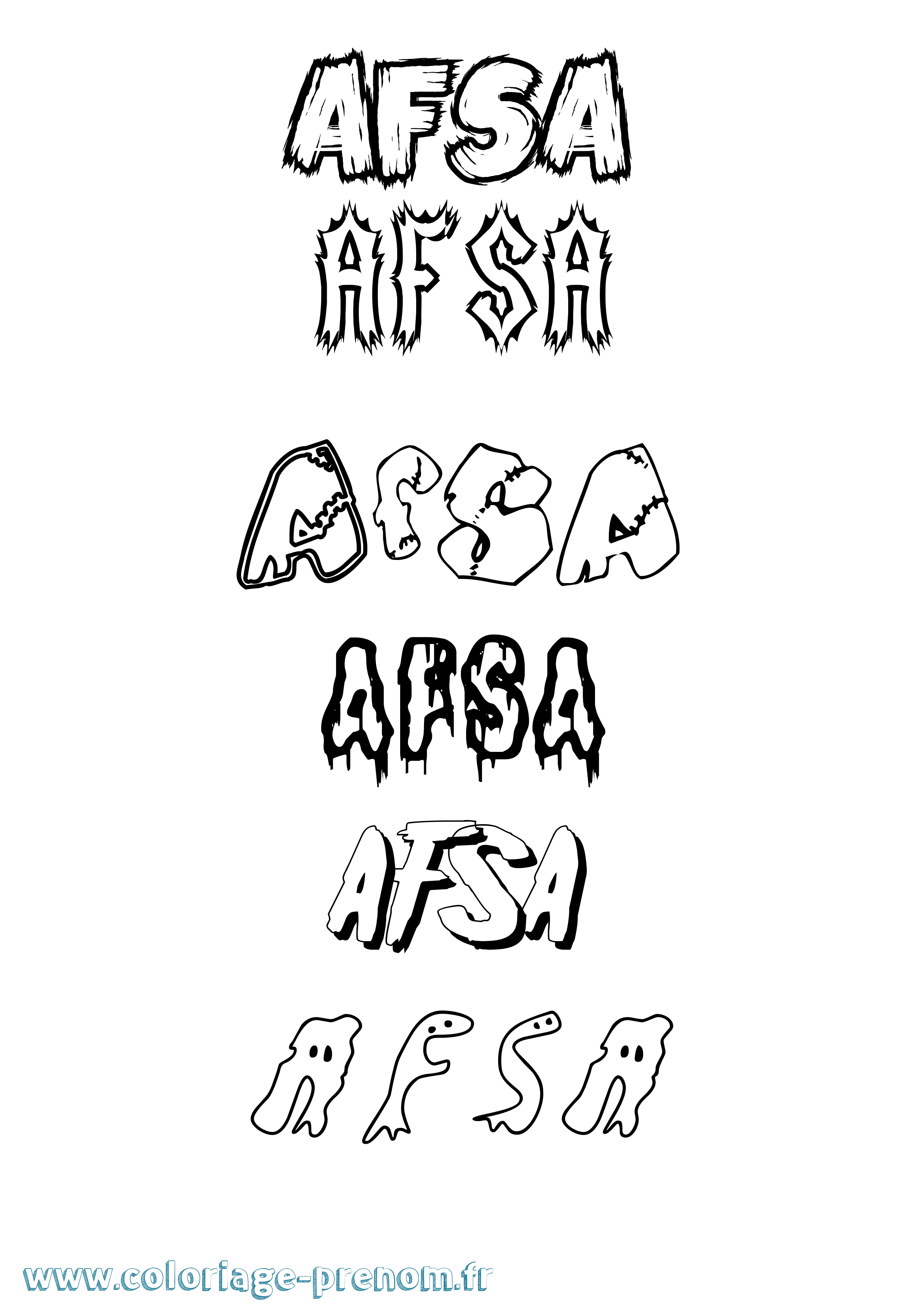 Coloriage prénom Afsa Frisson