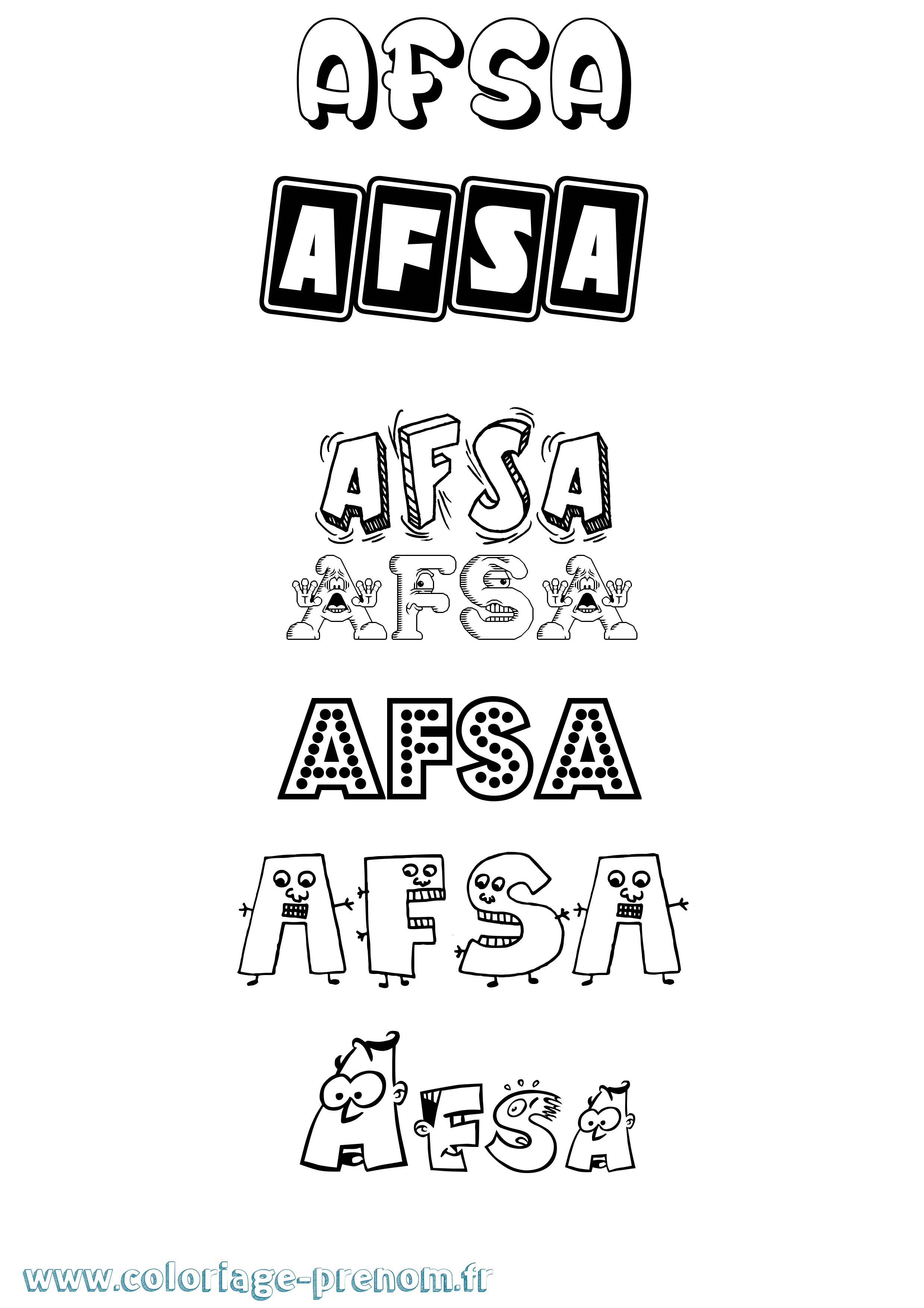 Coloriage prénom Afsa Fun