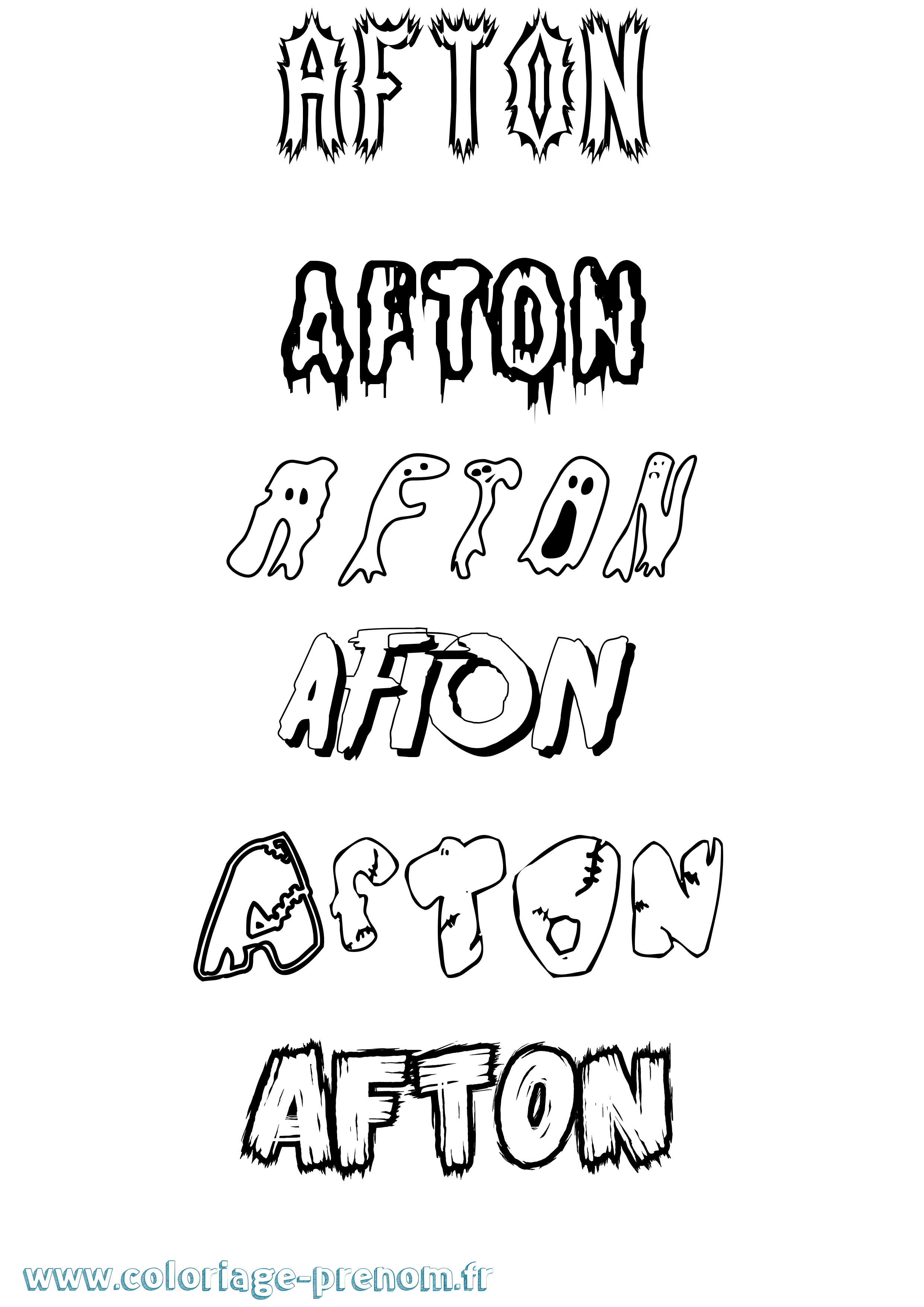 Coloriage prénom Afton Frisson