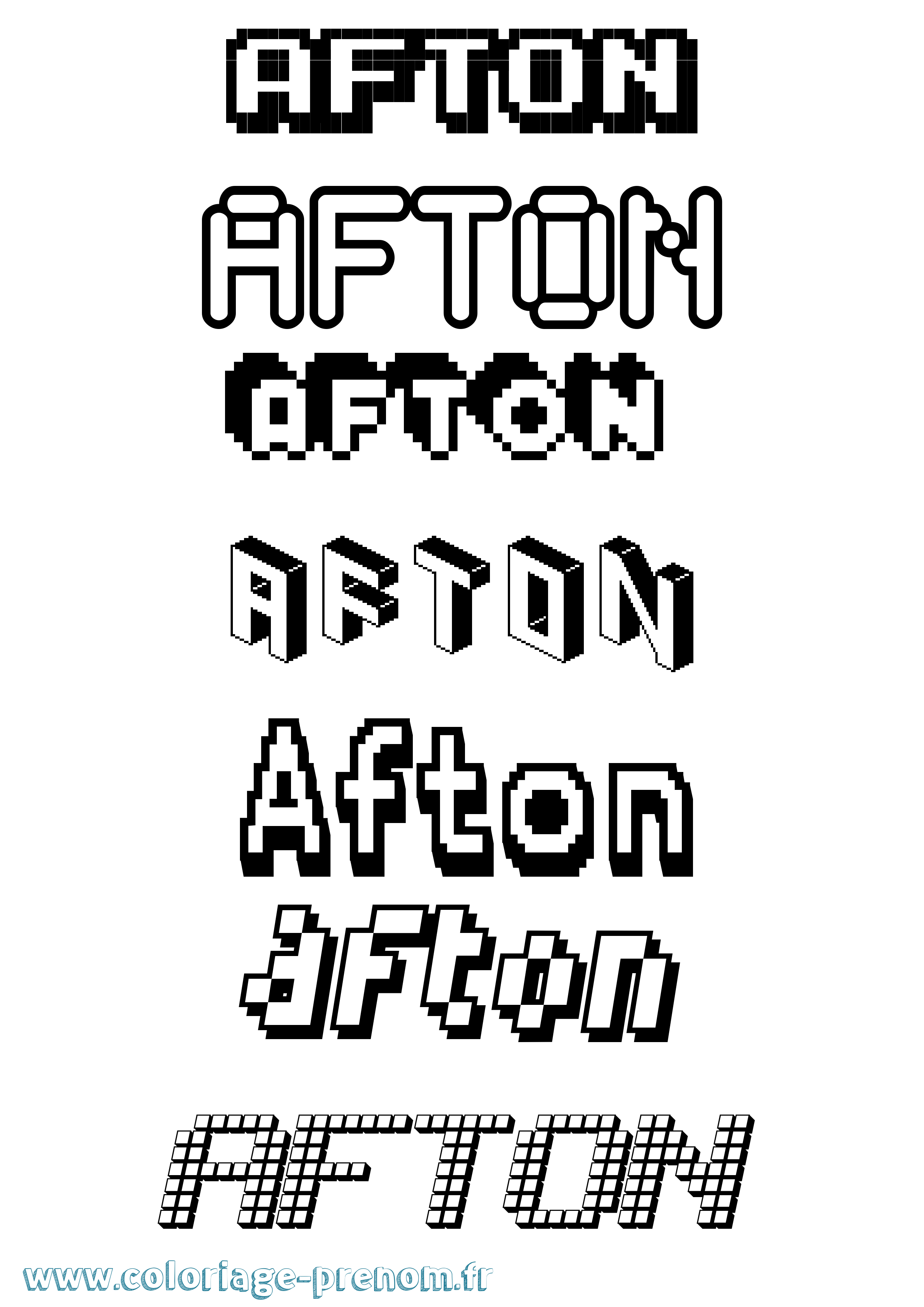 Coloriage prénom Afton Pixel