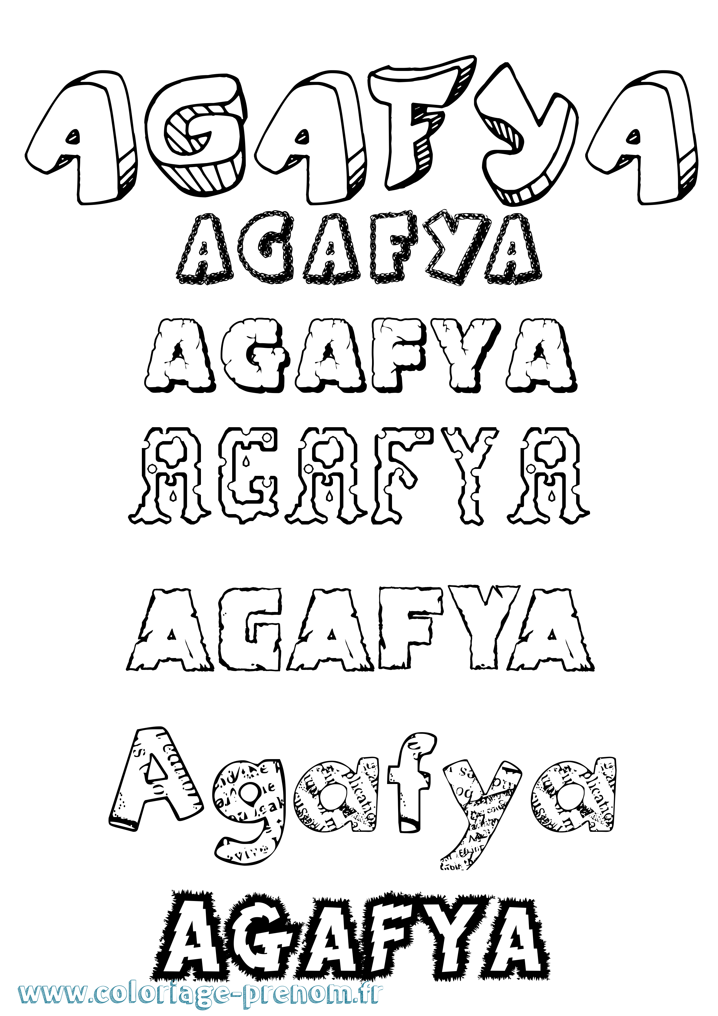 Coloriage prénom Agafya Destructuré