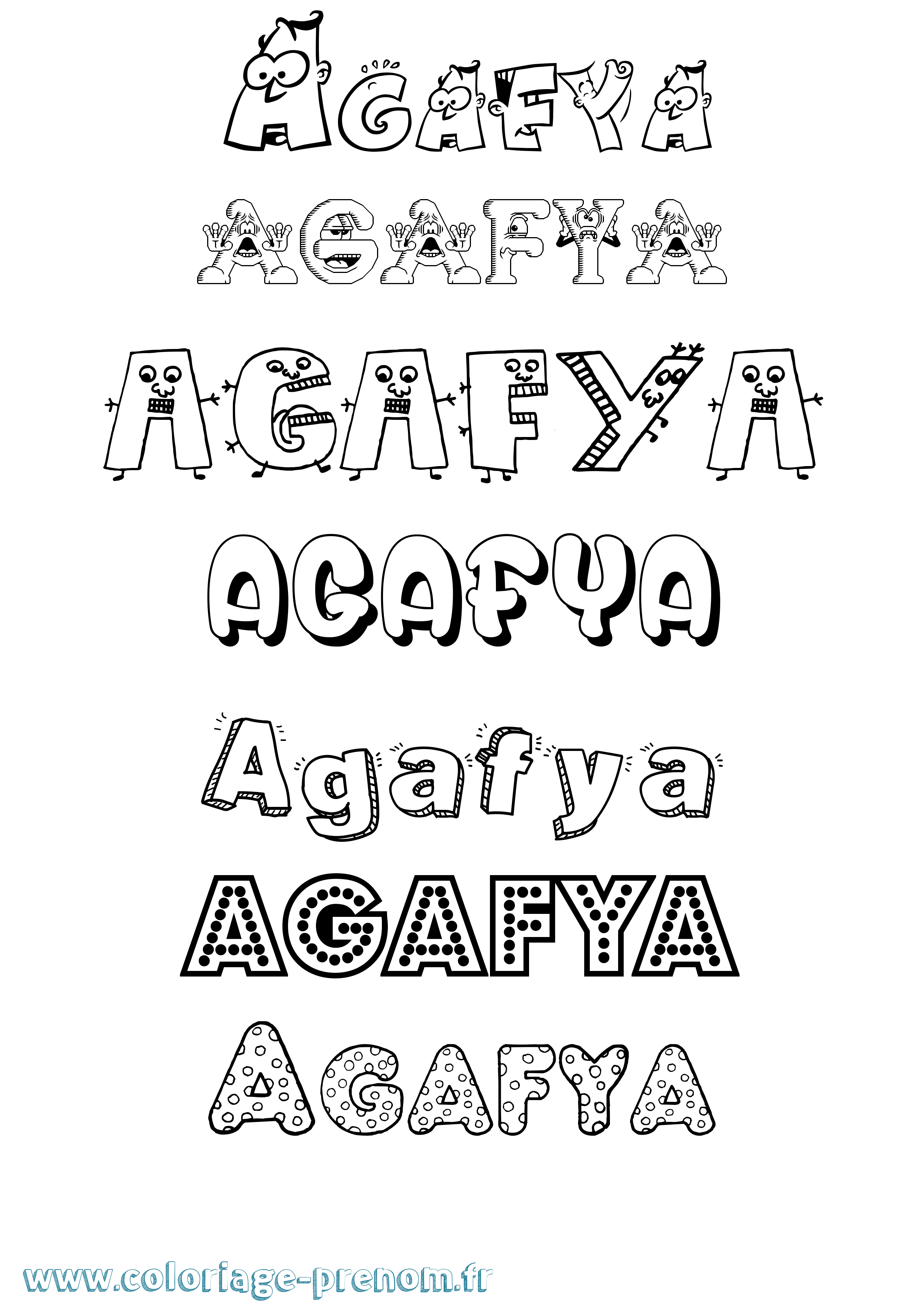 Coloriage prénom Agafya Fun