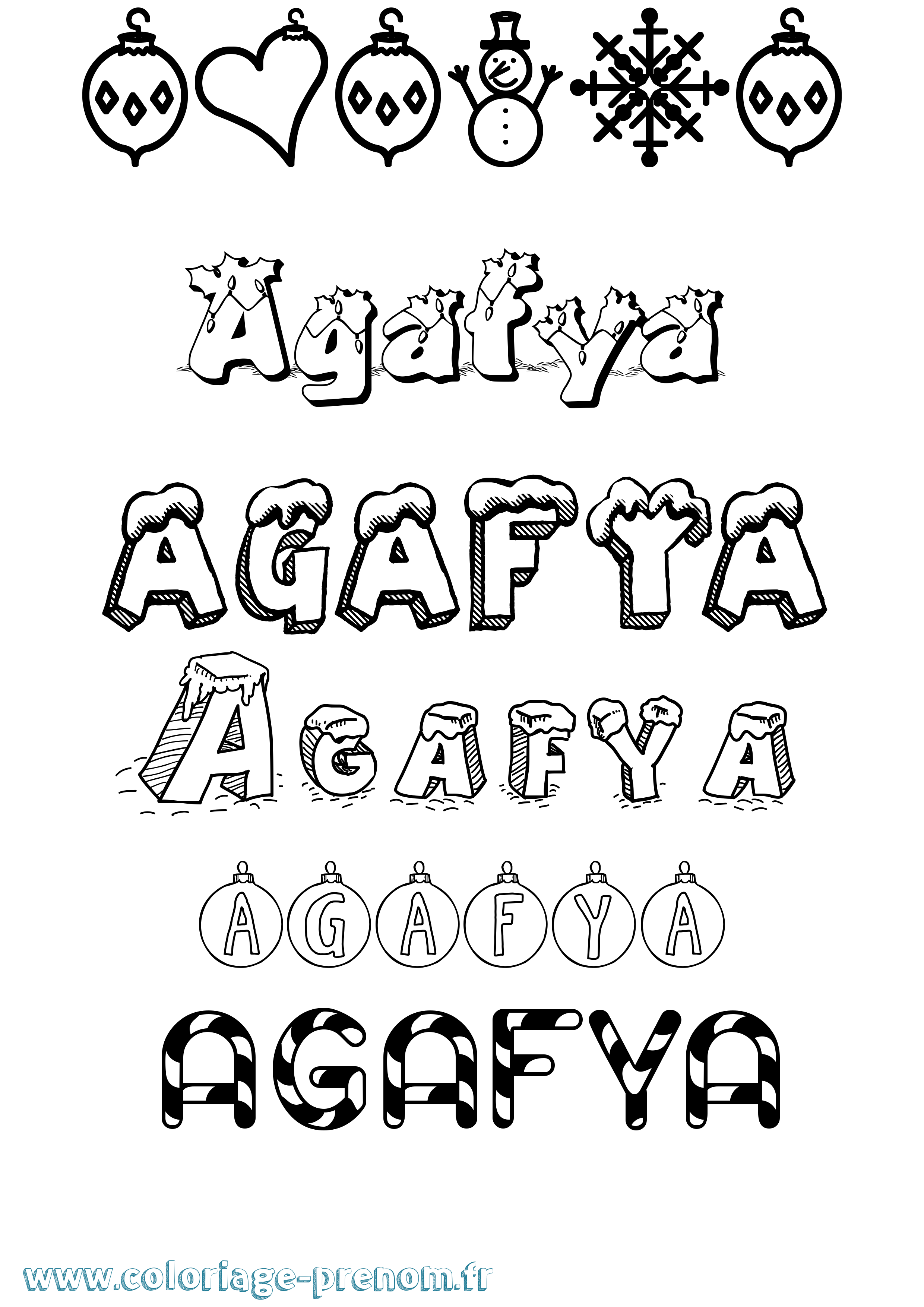 Coloriage prénom Agafya Noël
